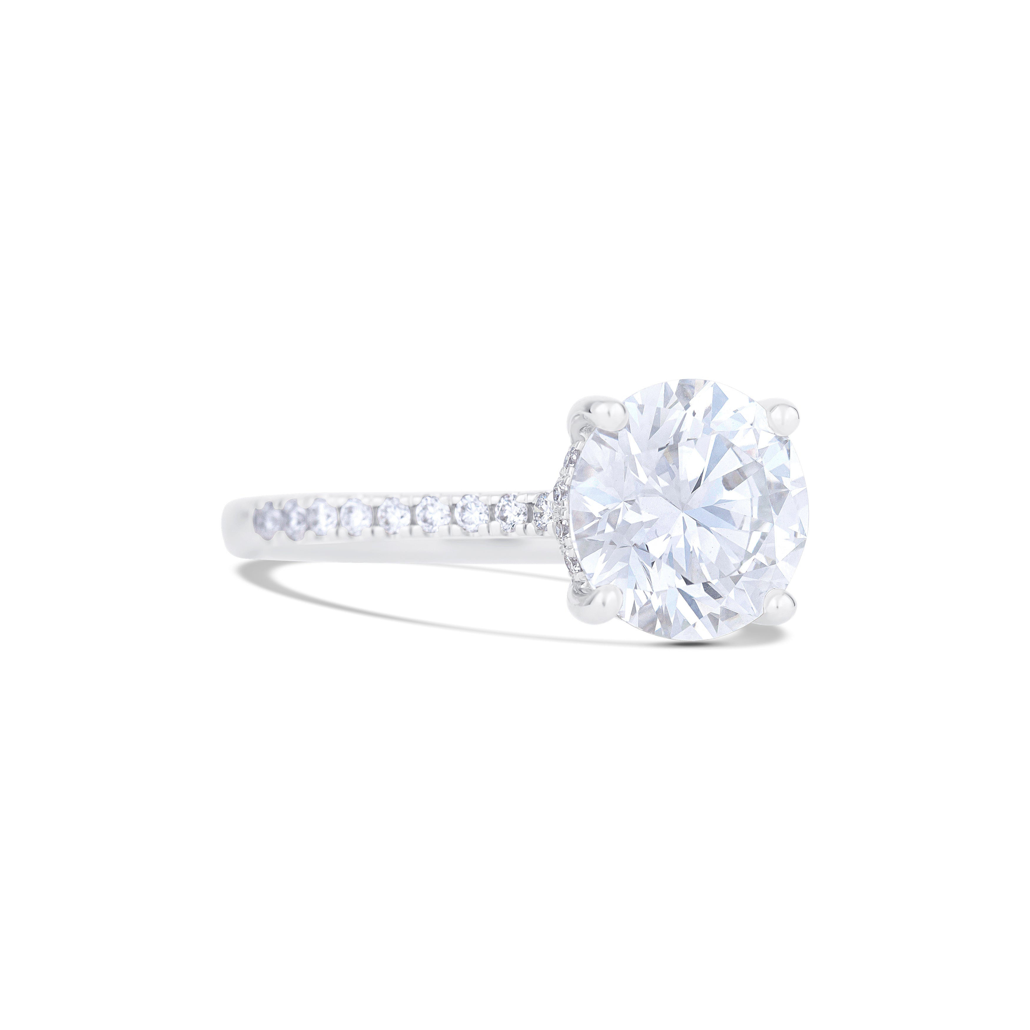14K White Gold Lab Grown Round Diamond Engagement Ring 3.03 ct