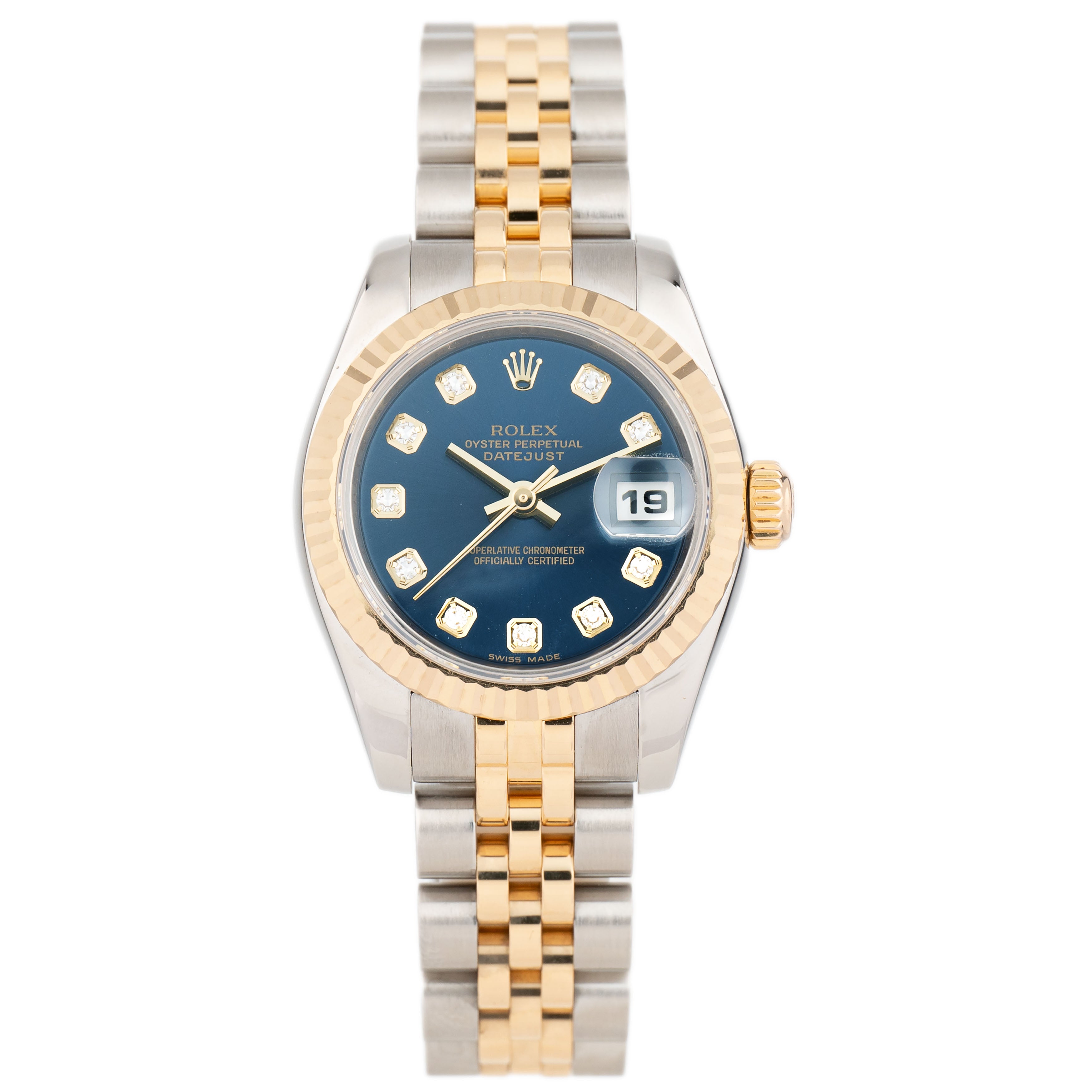Rolex Lady-Datejust 26 Stainless Steel & Yellow Gold Blue Dial 26mm179173 Full Set