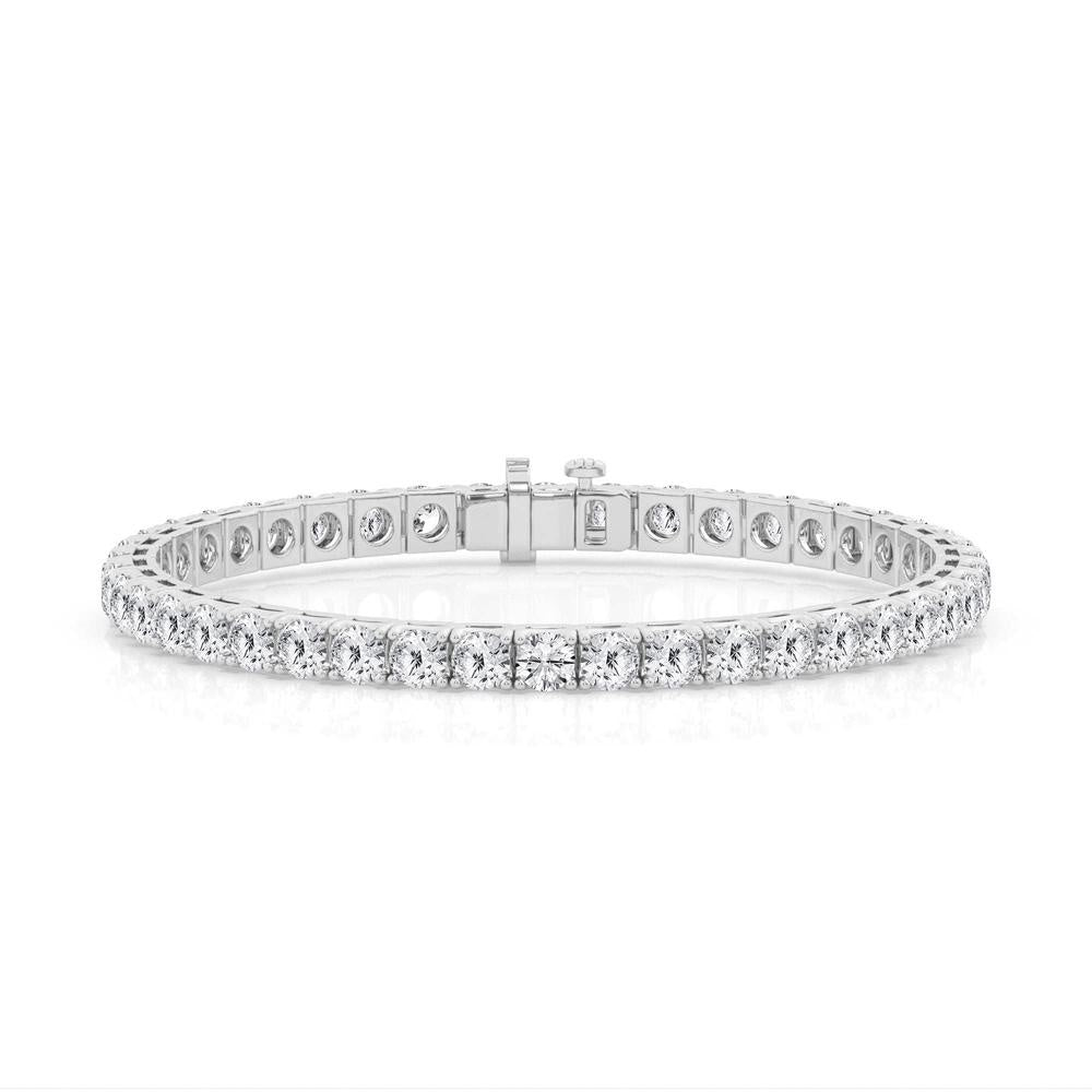 14K White Gold Lab Grown Round Diamond Line Bracelet 14.08ctw