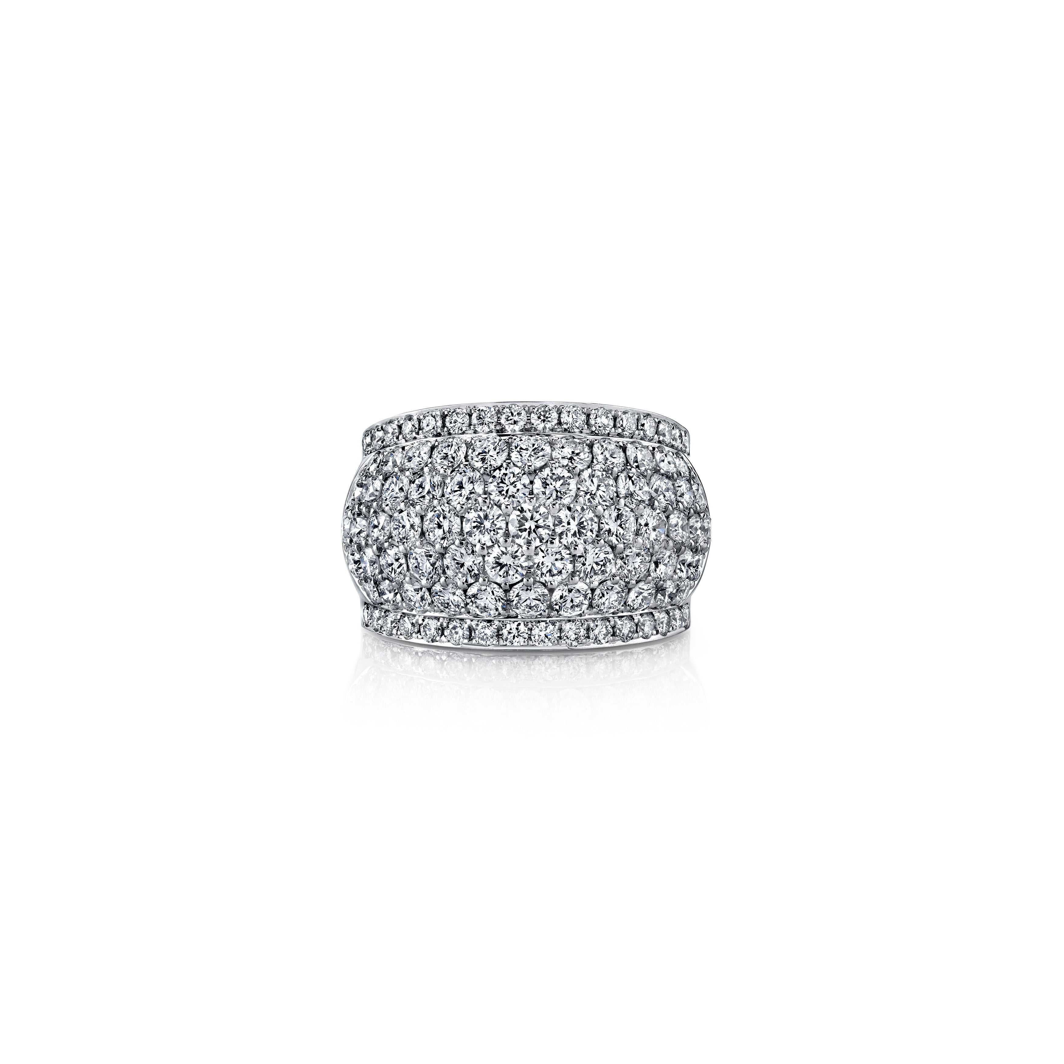 18K White Gold Micro Pave Diamond Domed Cigar Band