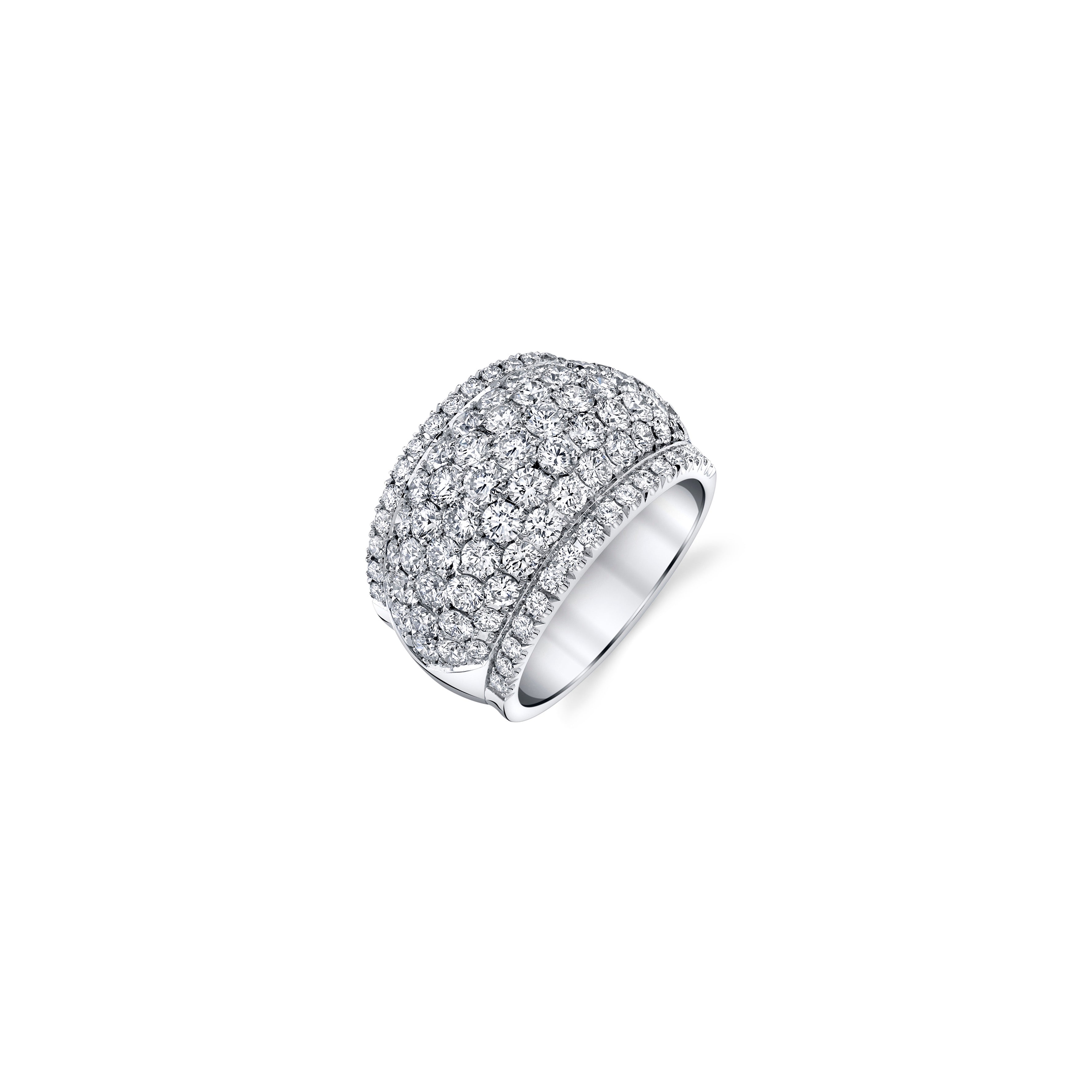 18K White Gold Micro Pave Diamond Domed Cigar Band