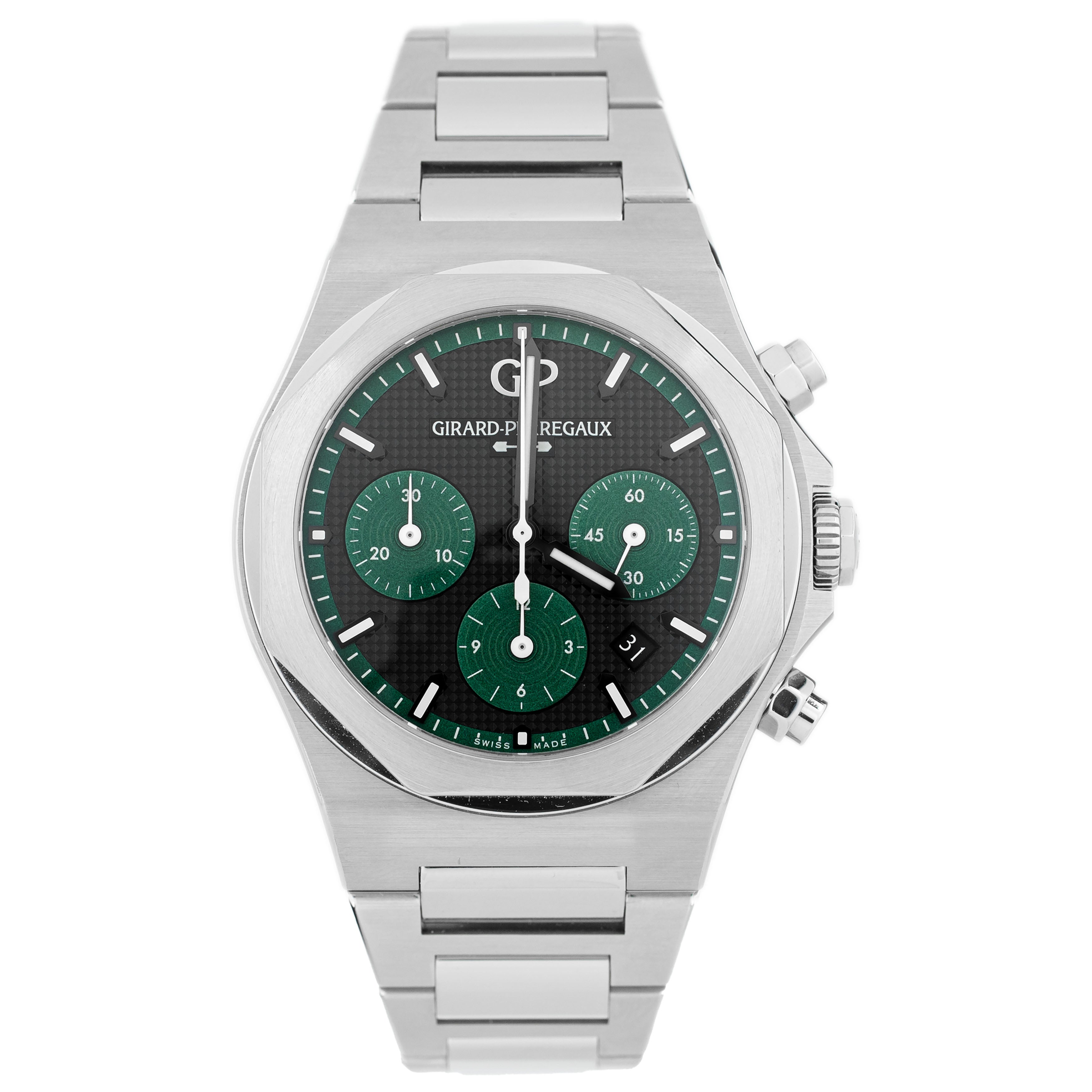 Girard-Perregaux Laureato Chronograph Stainless Steel Green Dial 42mm 81020-11-3254-1GM Full Set