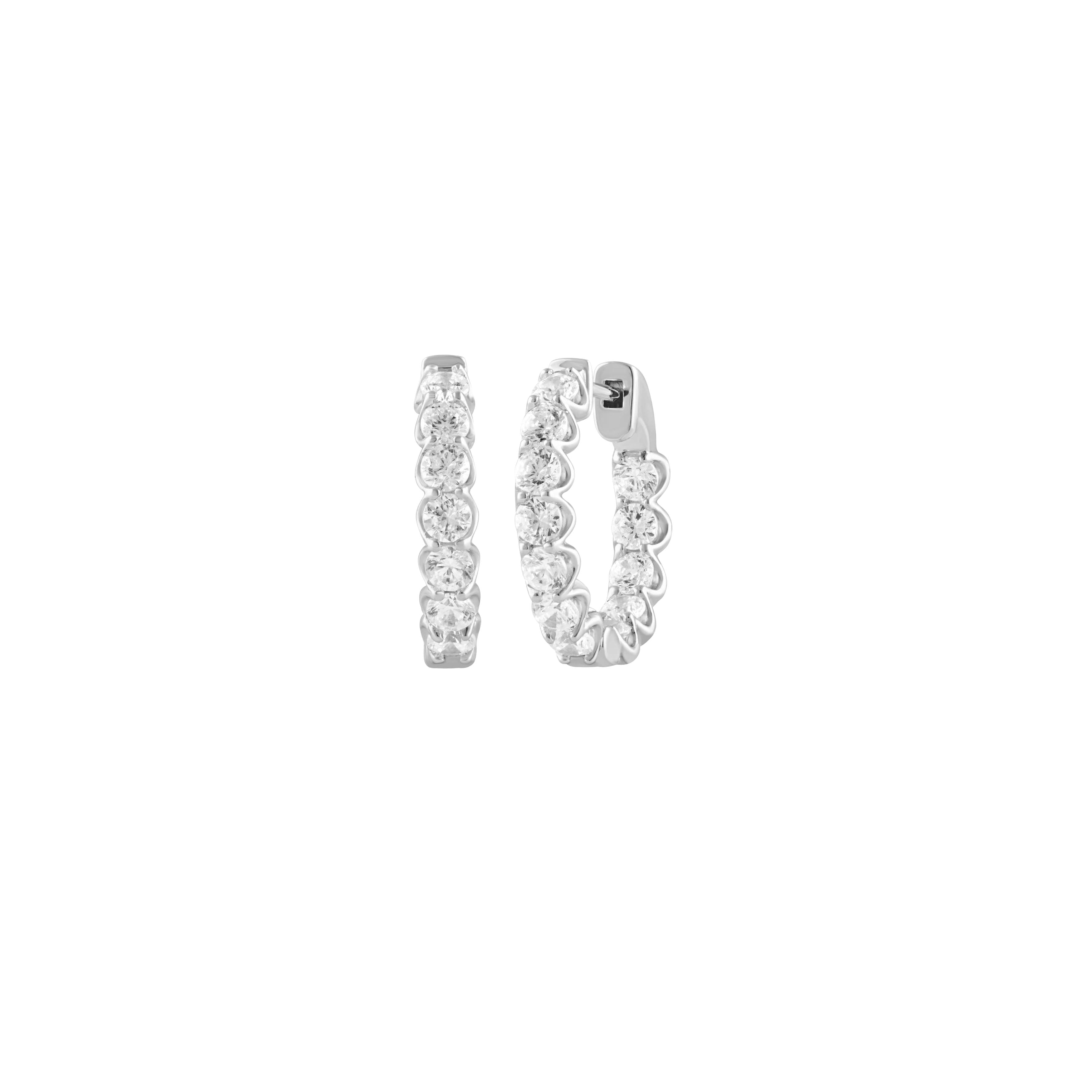 14K White Gold Lab-Grown 2.52ct Huggie Diamond Earrings
