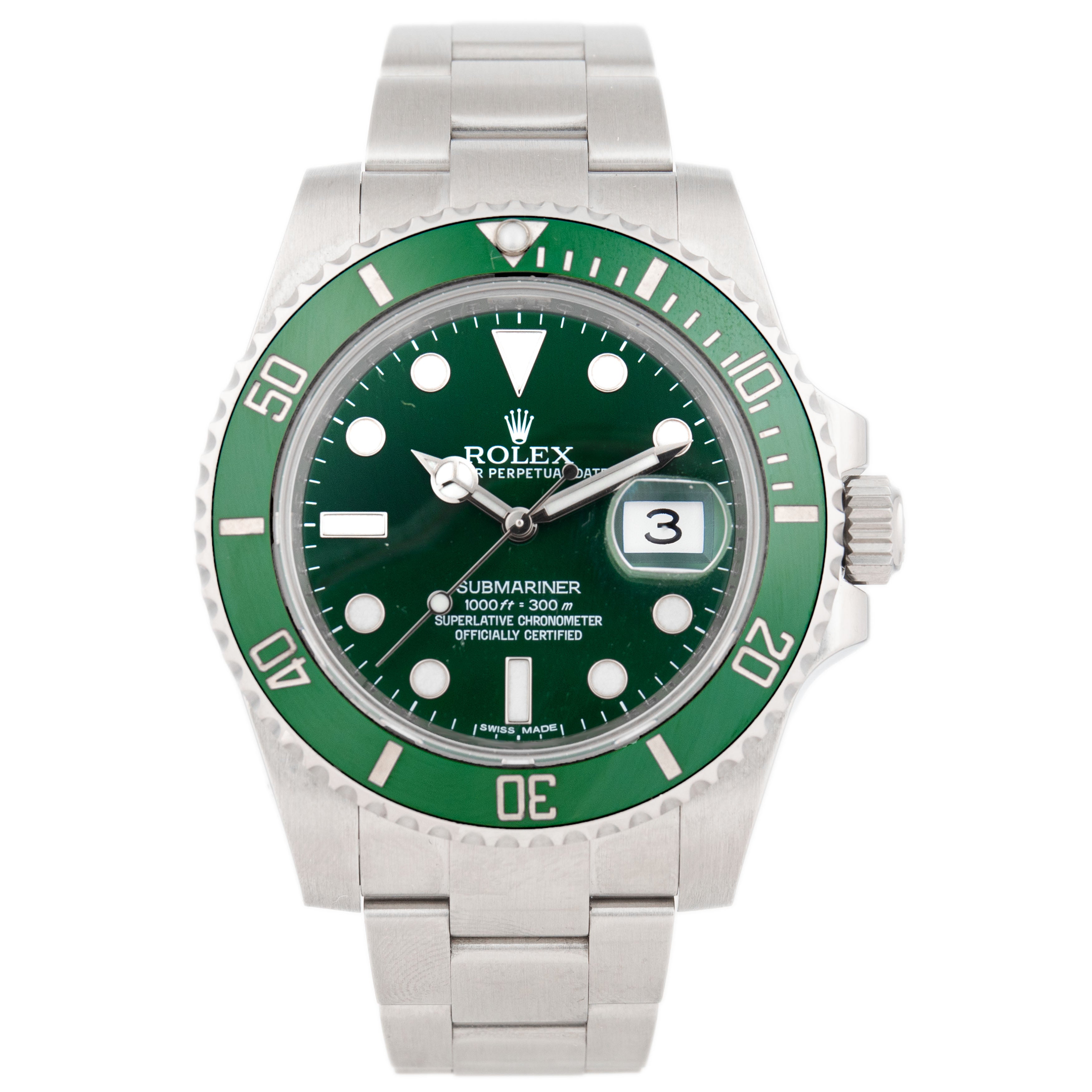 Rolex Submariner Date Hulk Stainless Steel Green Dial 40mm 116610LV Full Set