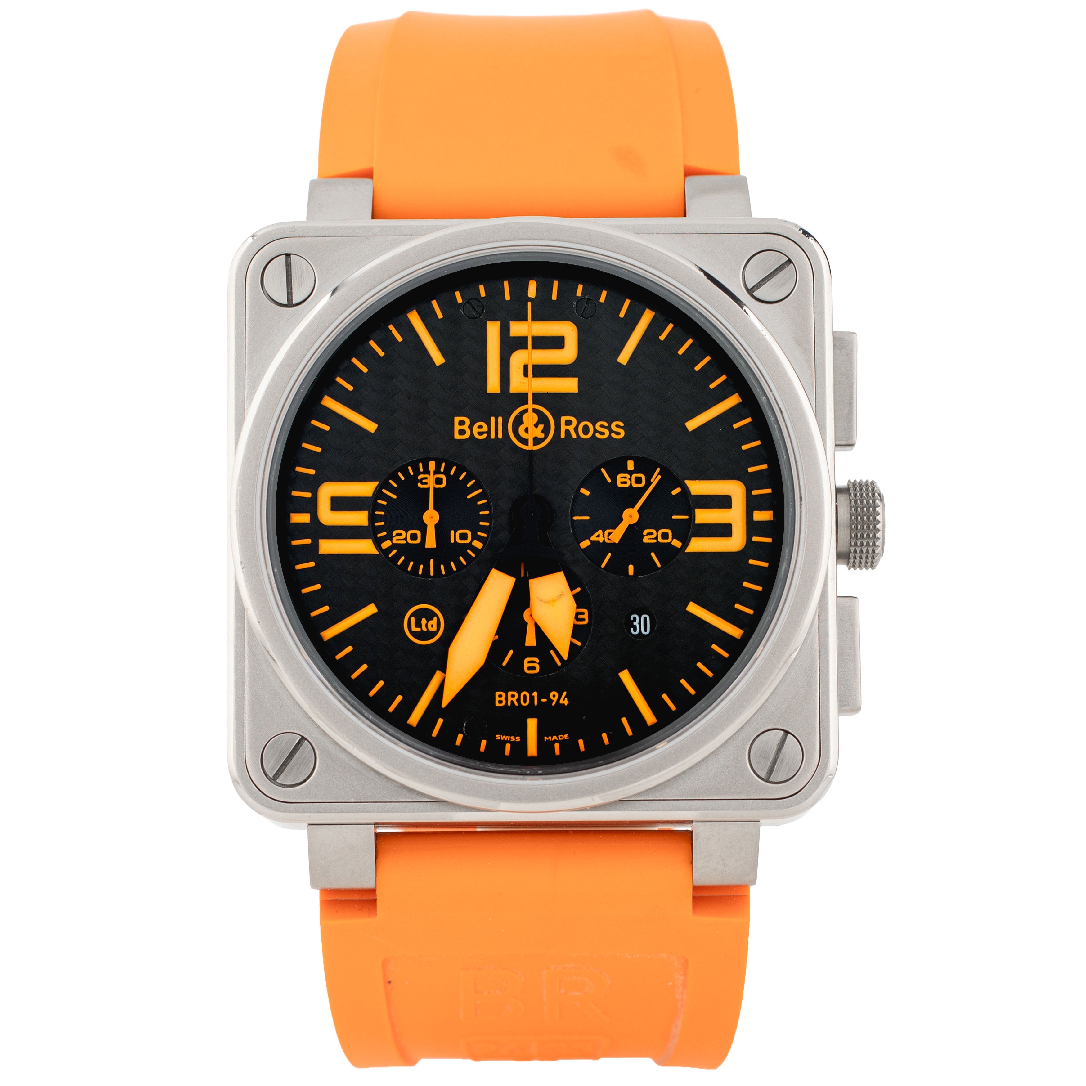 Bell & Ross BR01 Chronograph Titanium Limited Edition Titanium Carbon Fiber Dial 46x46mm BR01-94-TO Full Set