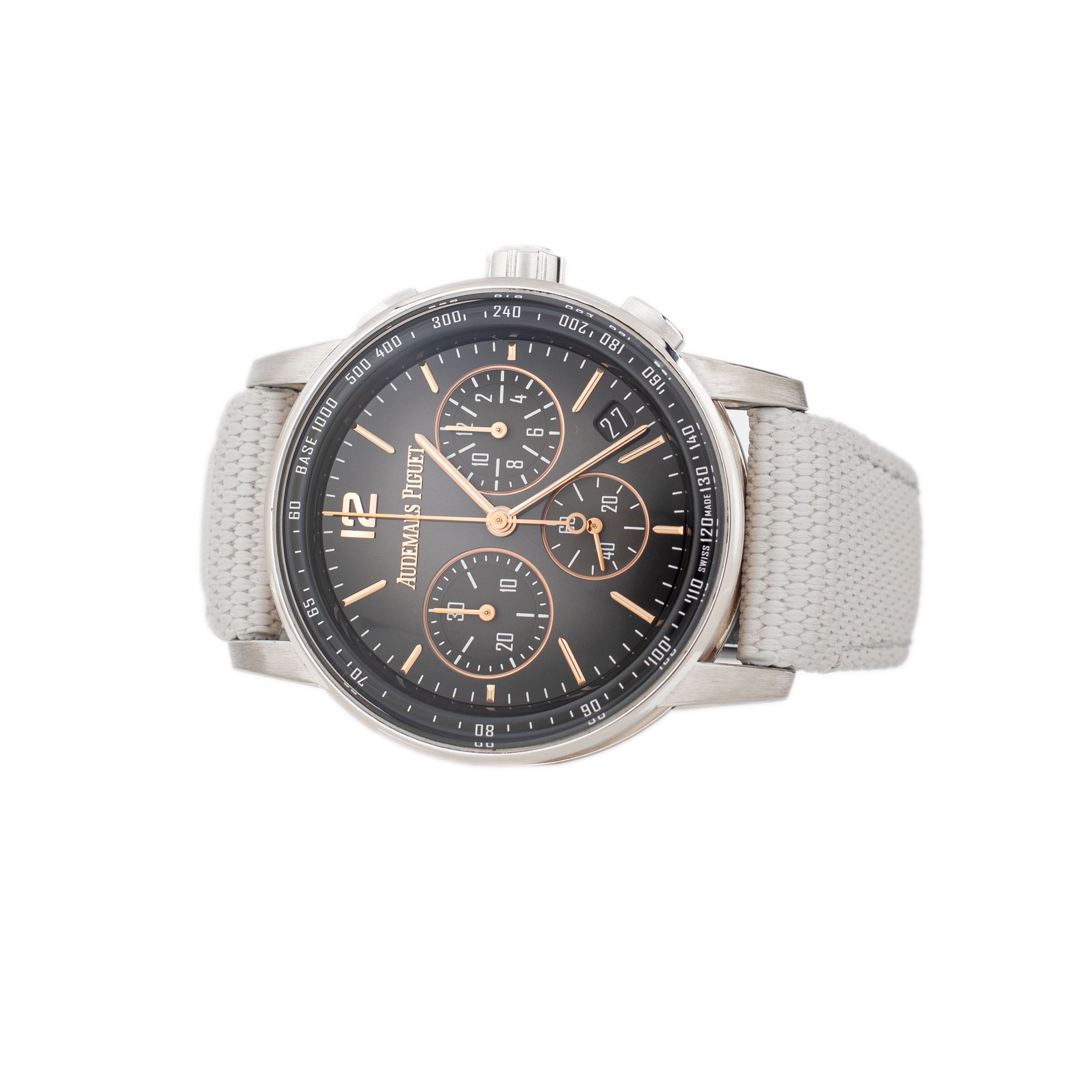Audemars Piguet Code 11.59 Chronograph Rose & White Gold Gray Dial 41mm 26393CR Full Set