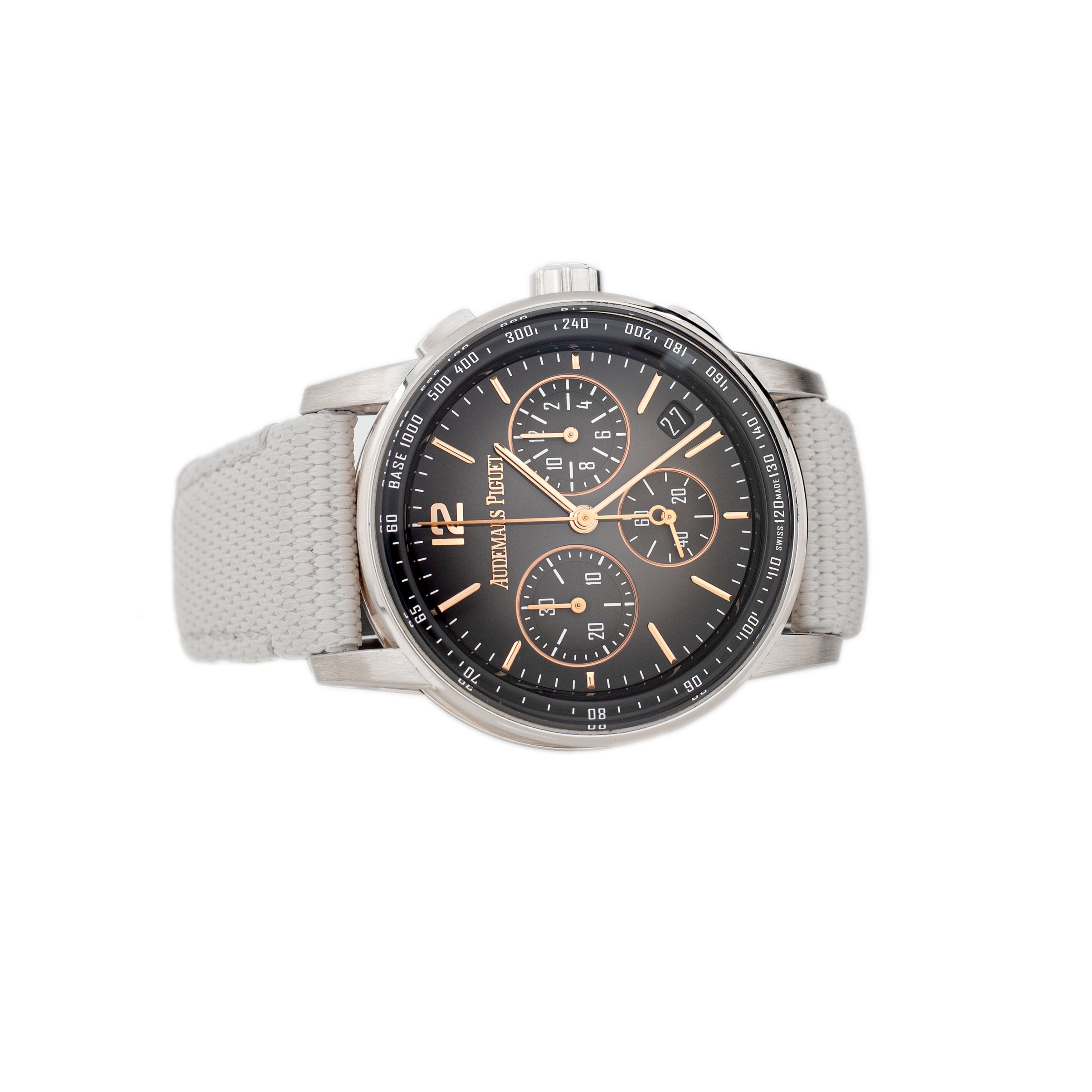 Audemars Piguet Code 11.59 Chronograph Rose & White Gold Gray Dial 41mm 26393CR Full Set