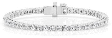 14K White Gold Lab Grown Round Diamond Line Bracelet 10.08ctw
