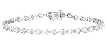 14K White Gold Lab Grown Pear Diamond Line Bracelet 6.85ctw