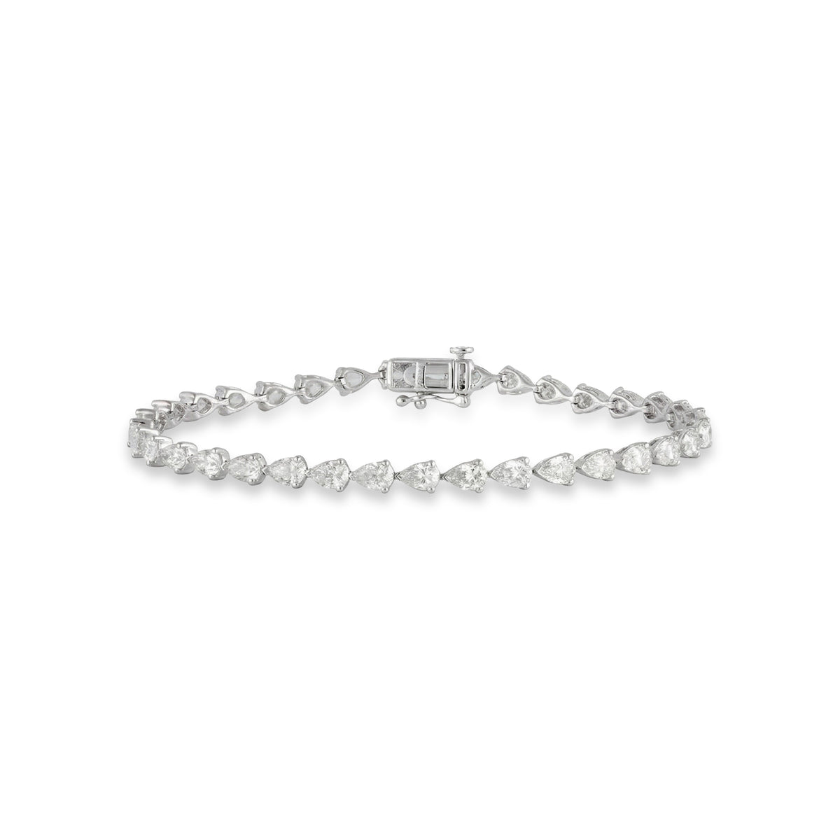 14K White Gold Lab Grown Pear Diamond Line Bracelet 6.85ctw