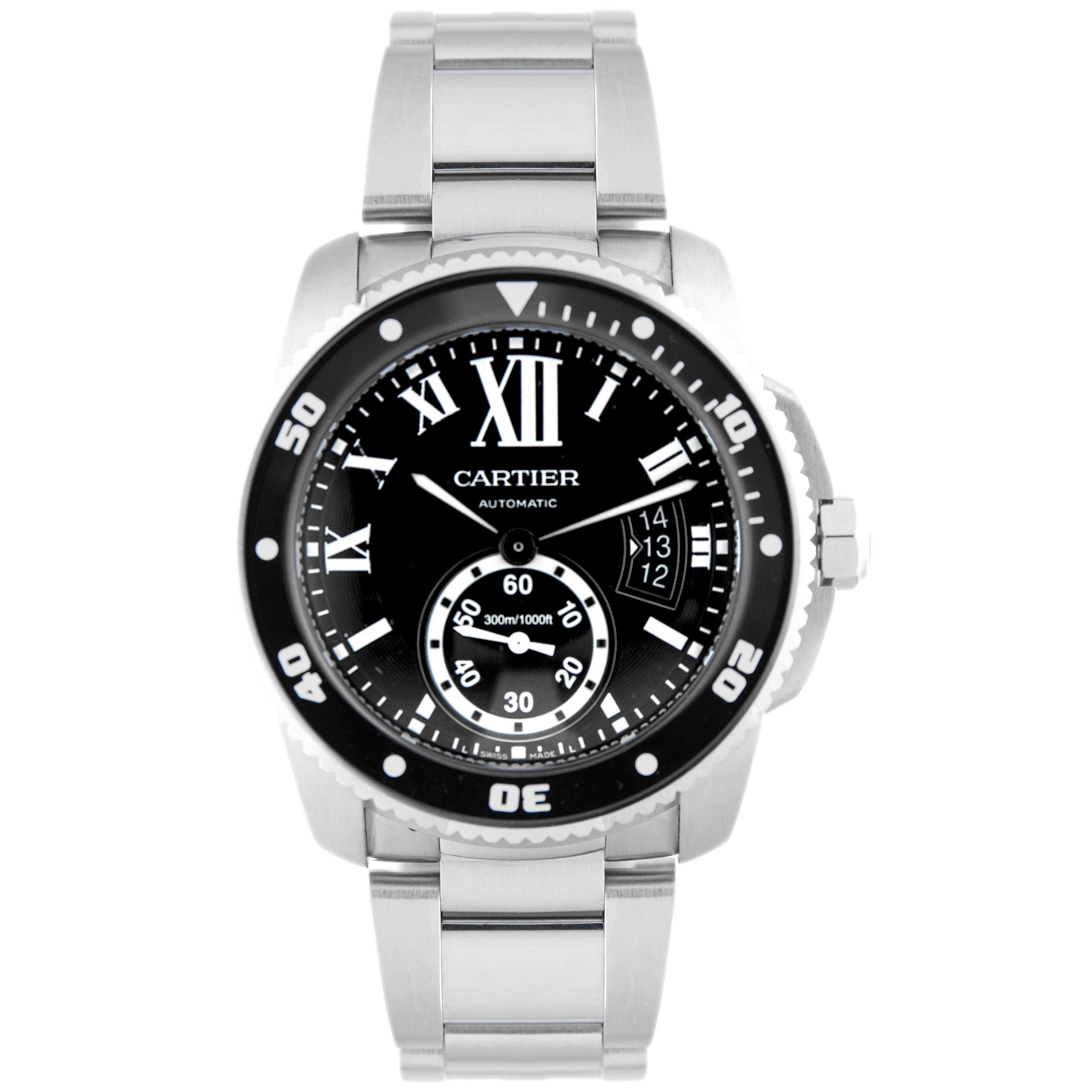 Cartier Calibre De Cartier Stainless Steel Black Dial 42mm W7100057 Full Set