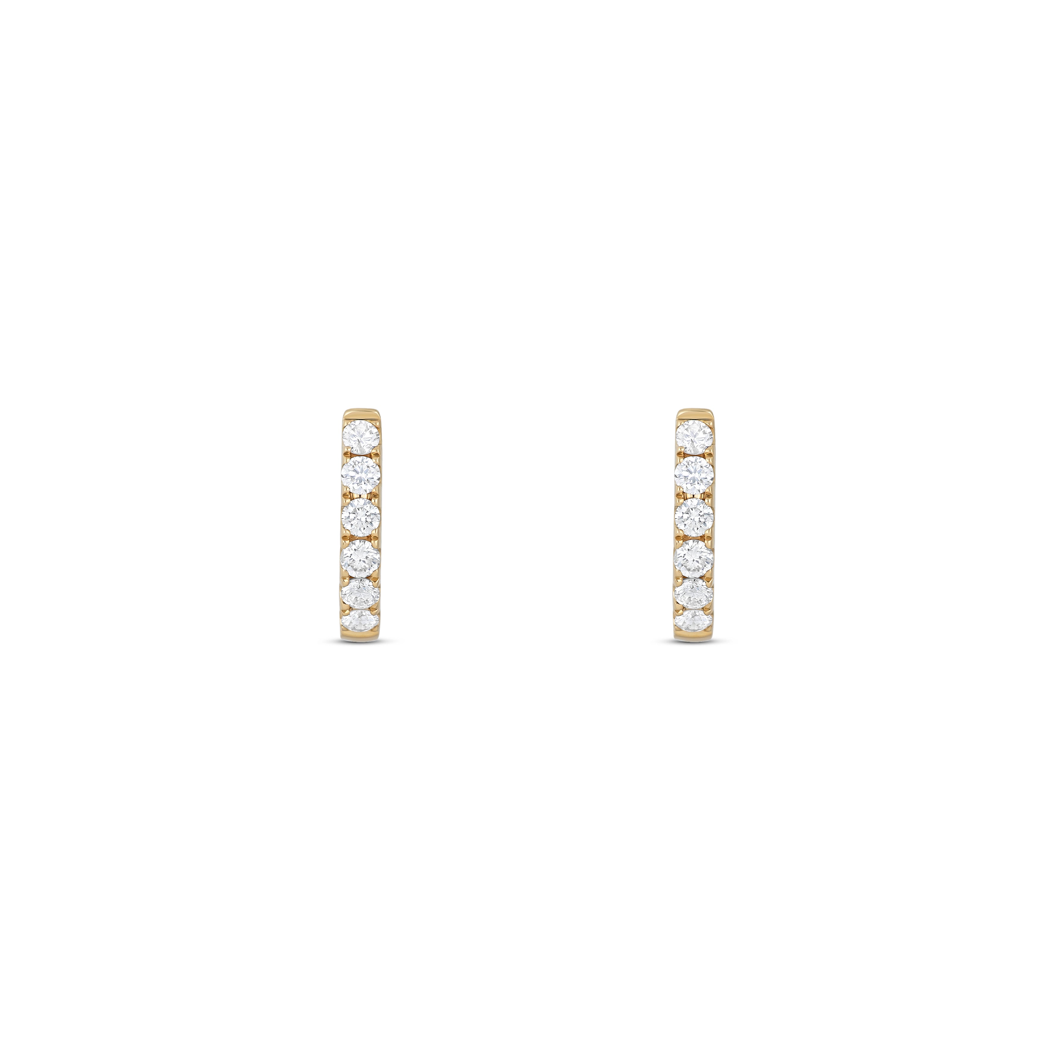 18K Yellow Gold Diamond Huggie Earrings