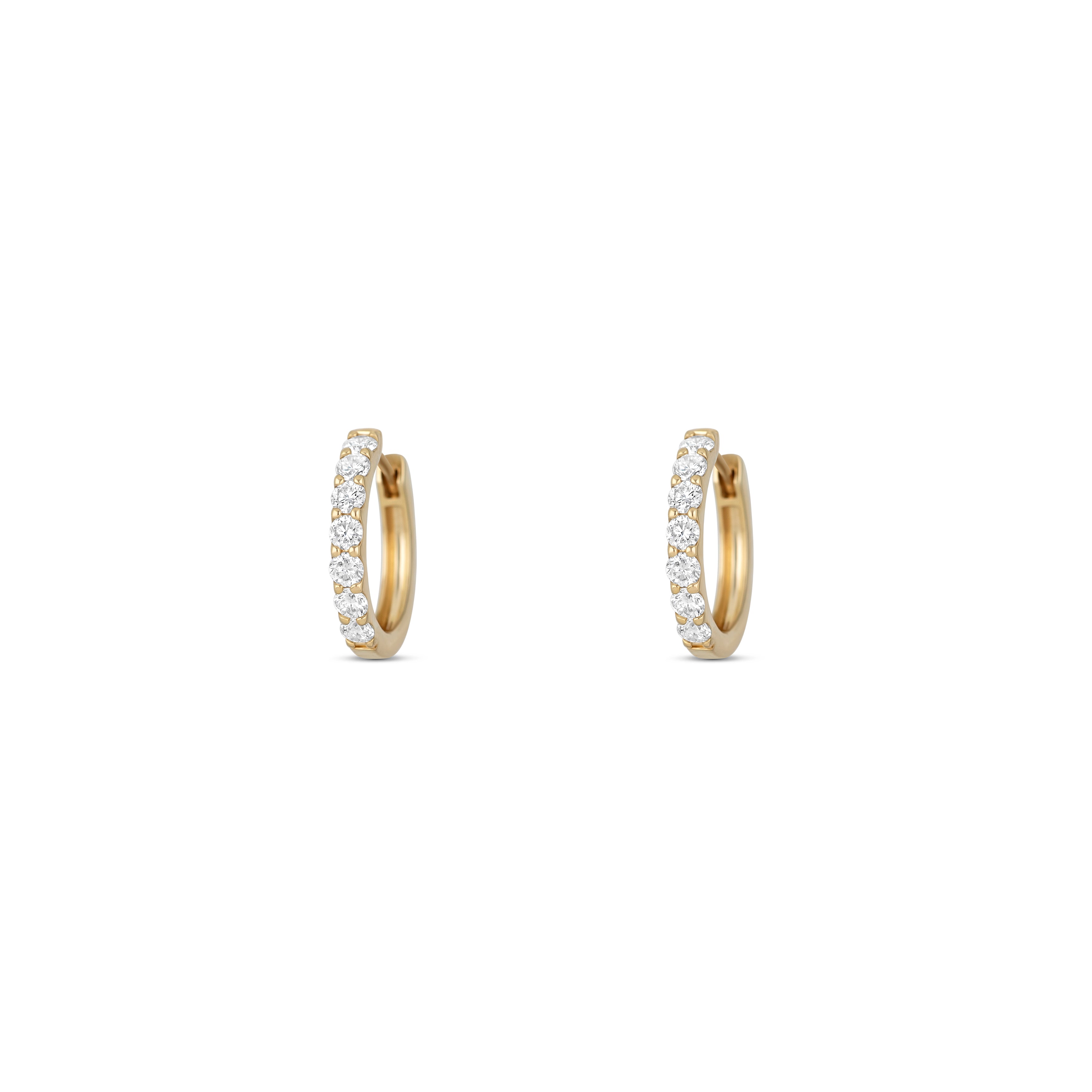 18K Yellow Gold Diamond Huggie Earrings