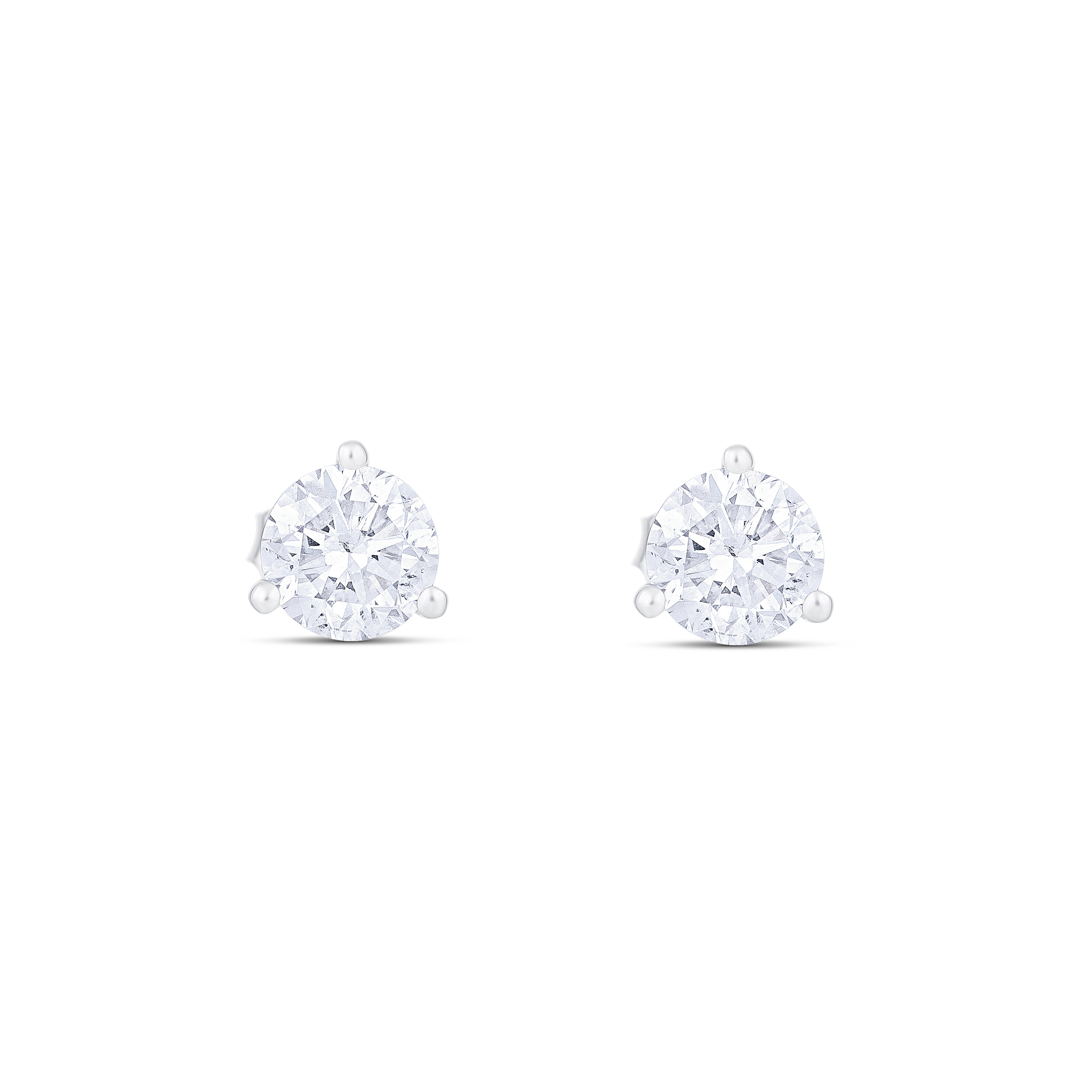 18K White Gold Round Diamond Stud Earrings