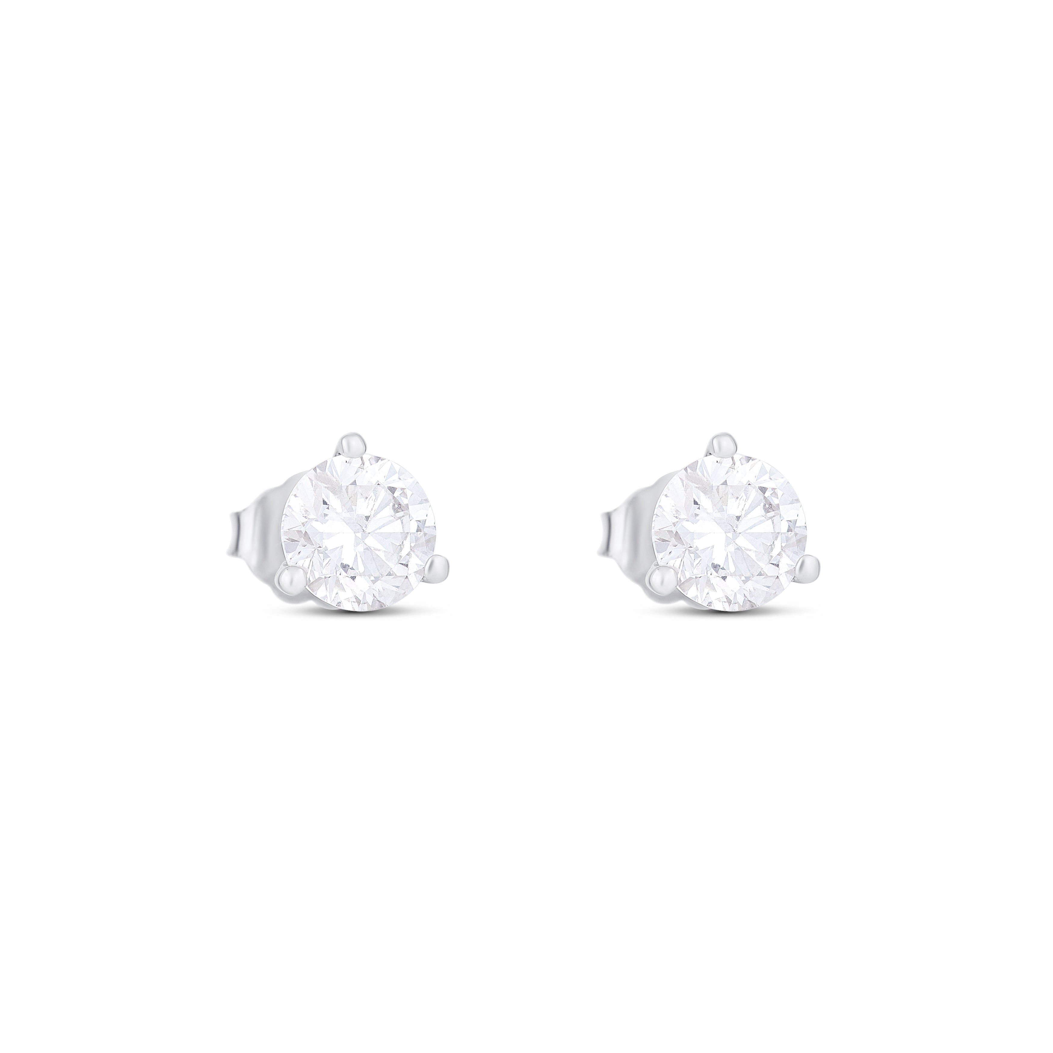 18K White Gold Round Diamond Stud Earrings