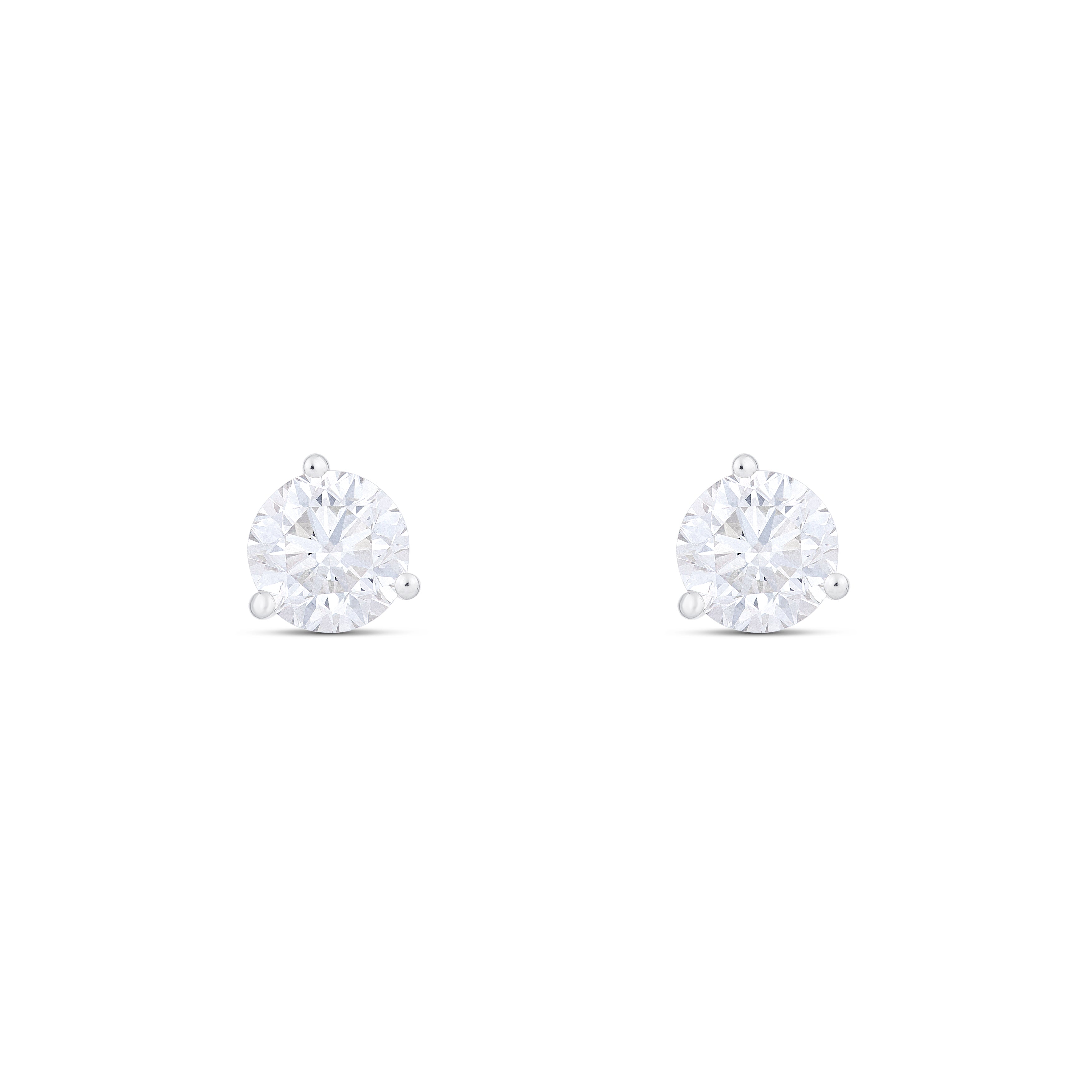 18K White Gold Round Diamond Stud Earrings