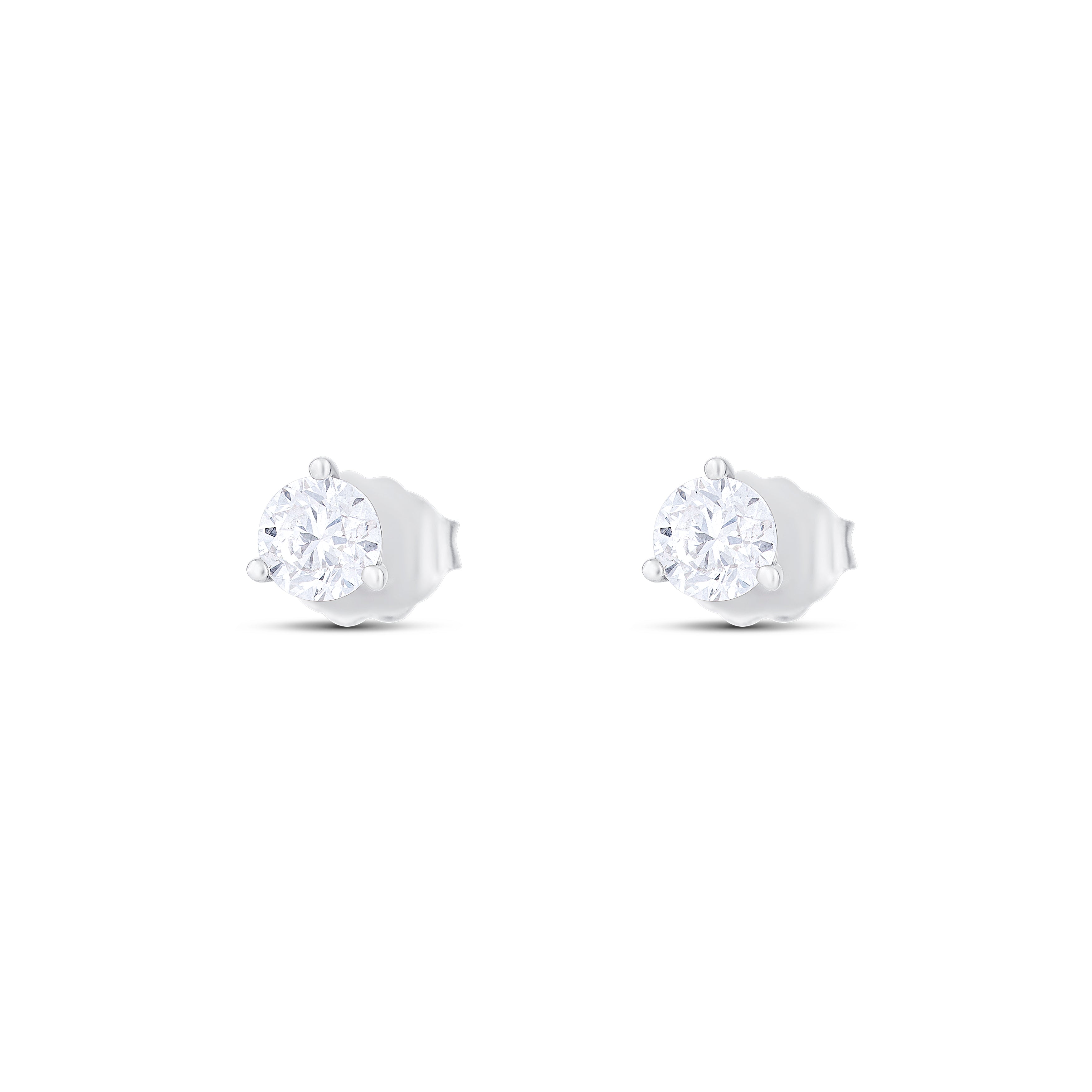 18K White Gold Round Diamond Stud Earrings