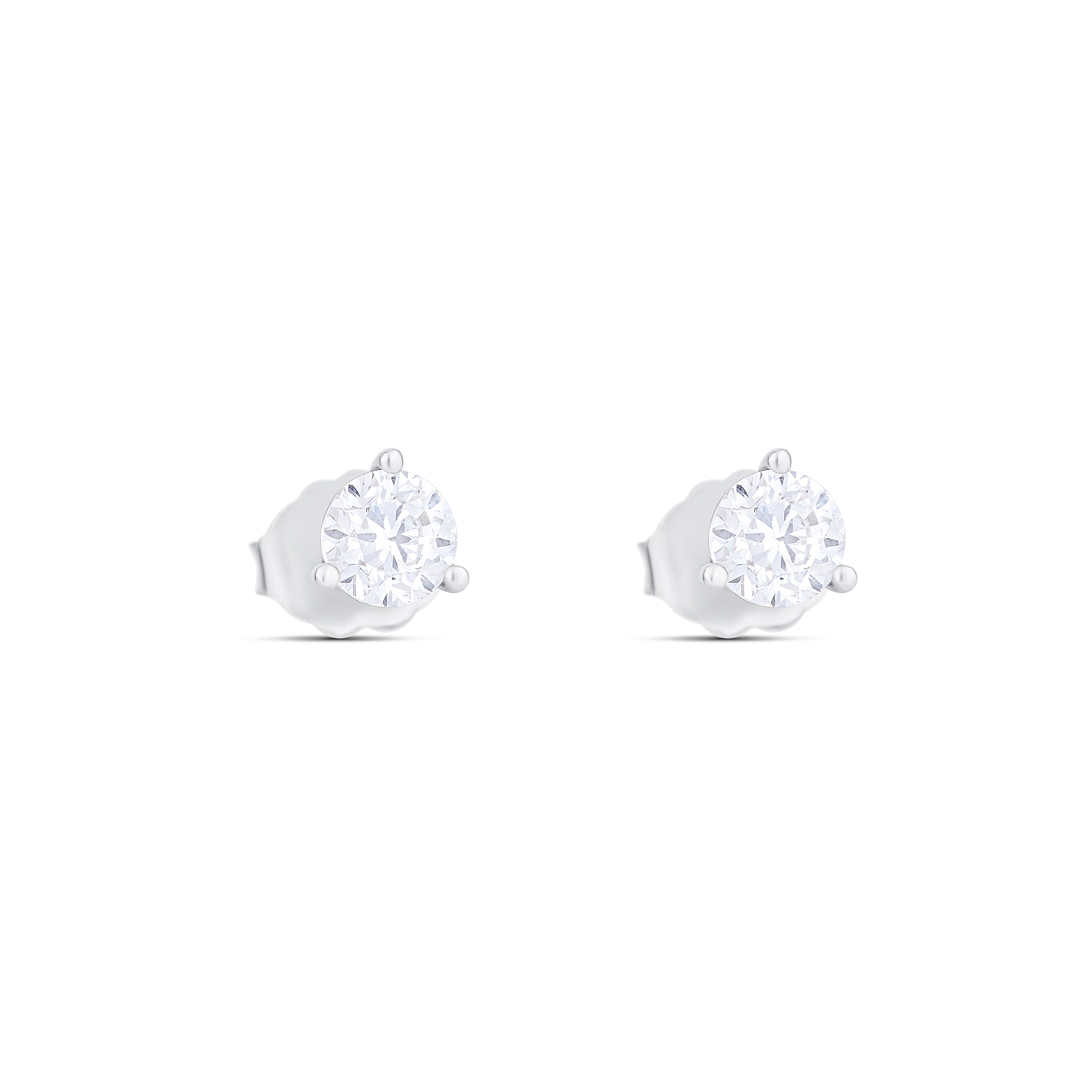 18K White Gold Round Diamond Stud Earrings