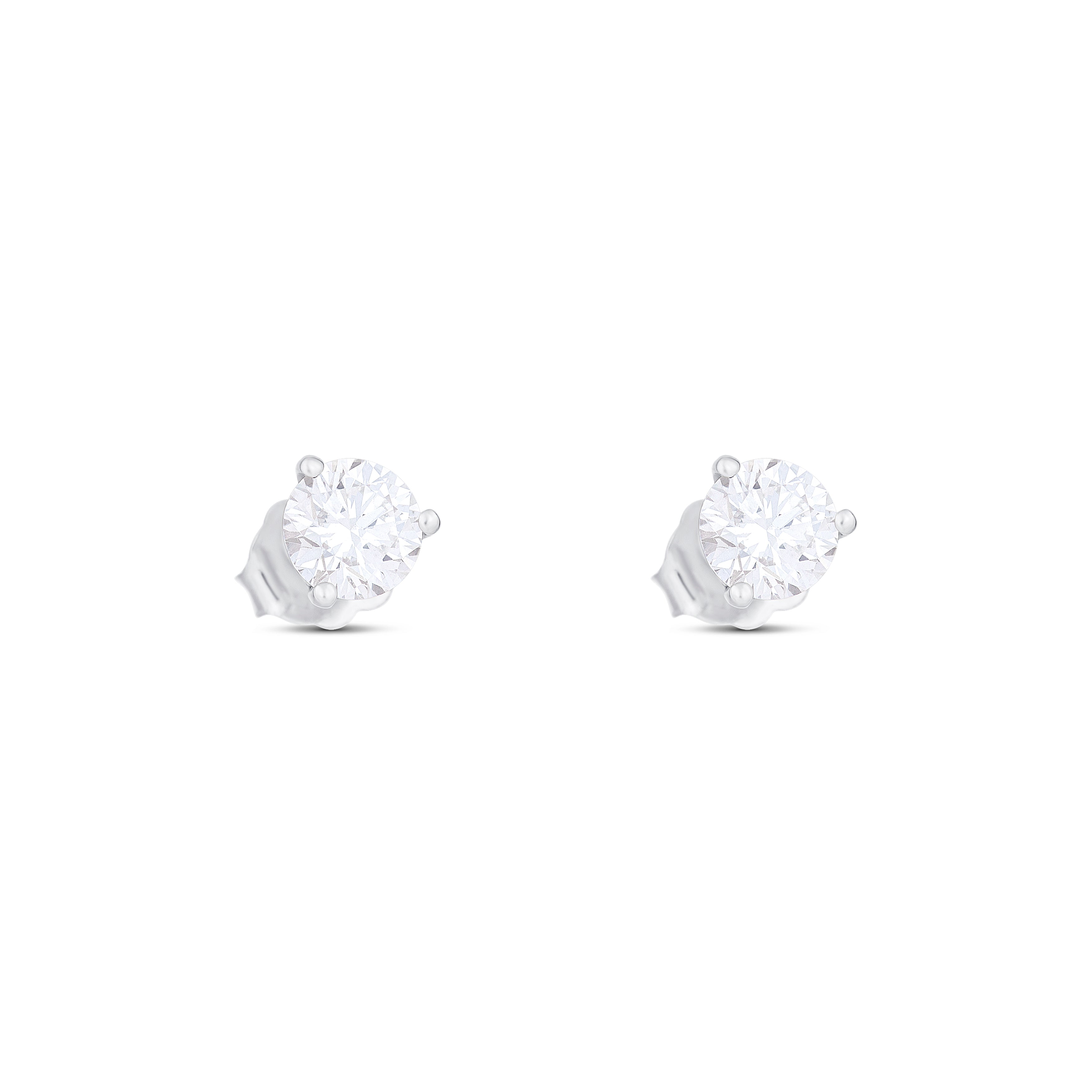 18K White Gold Round Diamond Stud Earrings