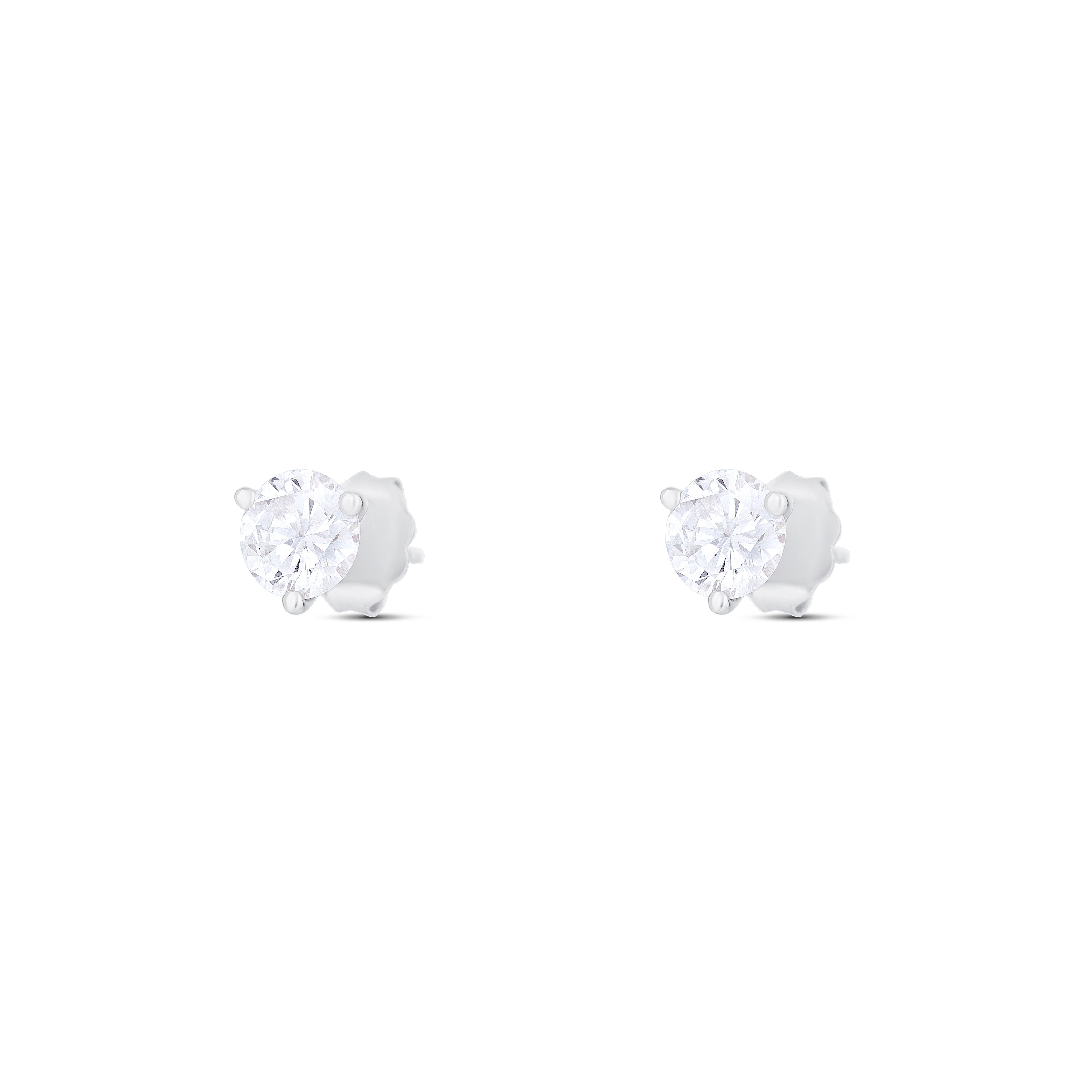 18K White Gold Round Diamond Stud Earrings