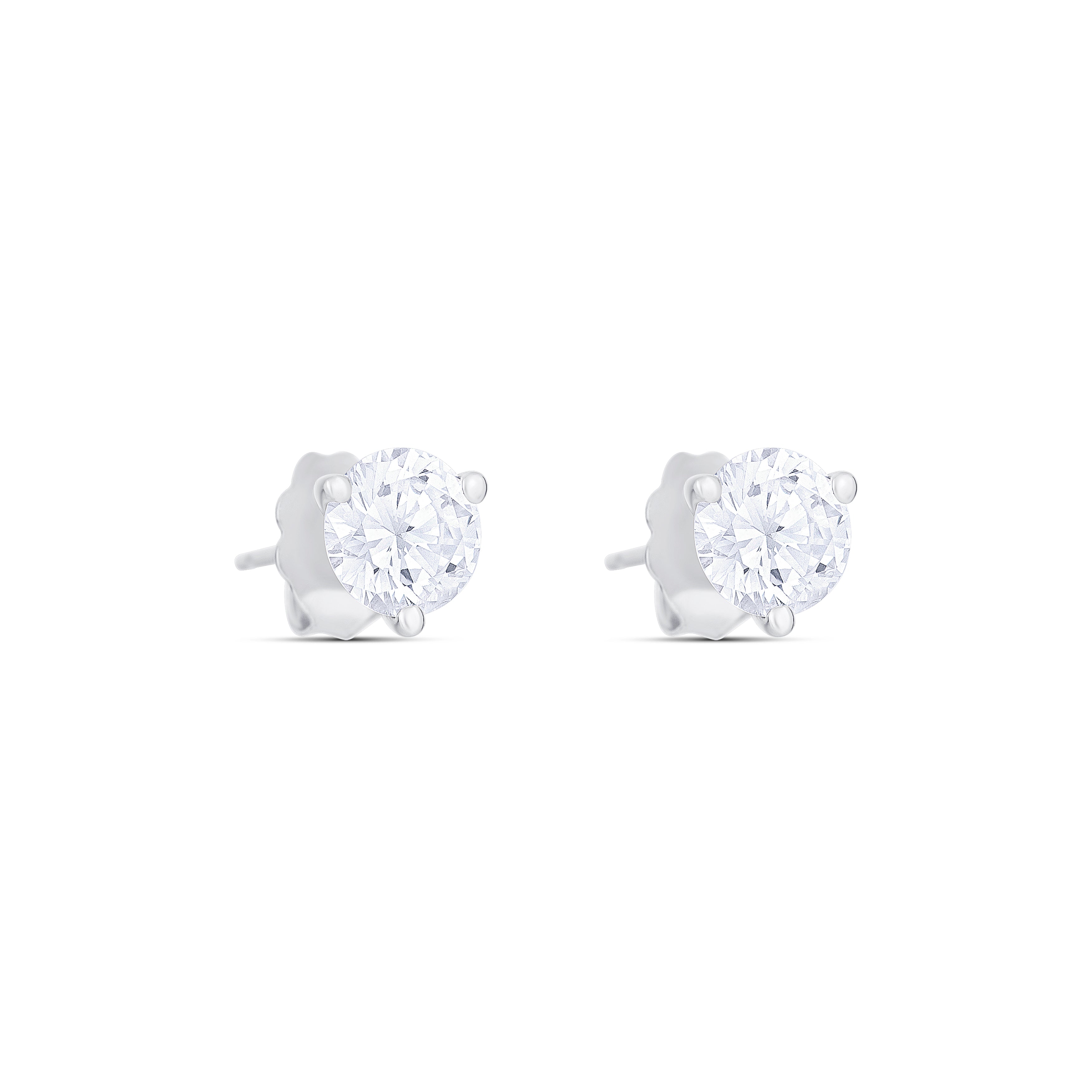 18K White Gold Round Diamond Stud Earrings