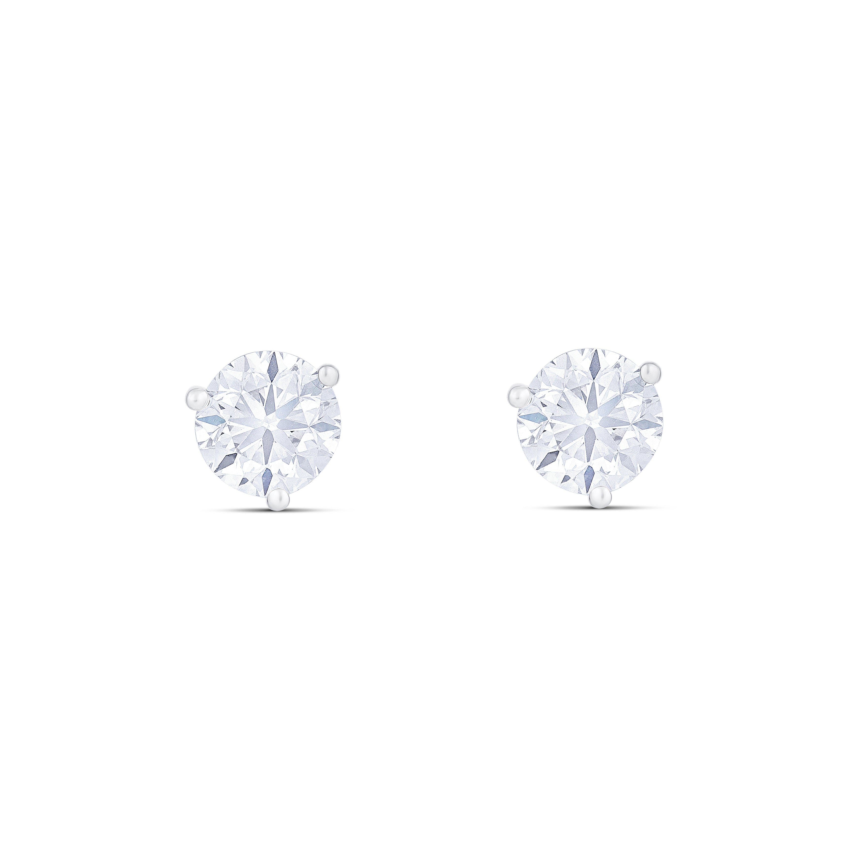 18K White Gold Round Diamond Stud Earrings