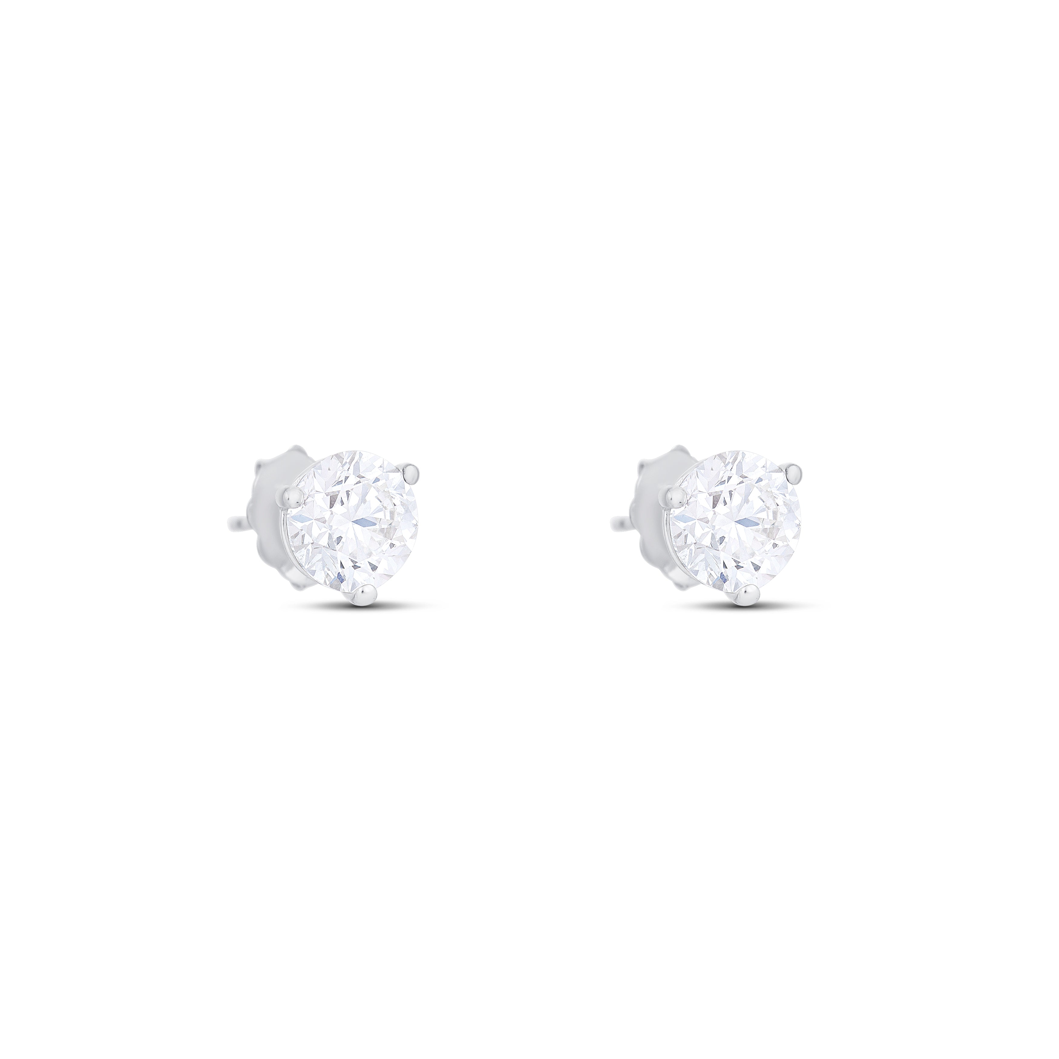 18K White Gold Round Diamond Stud Earrings