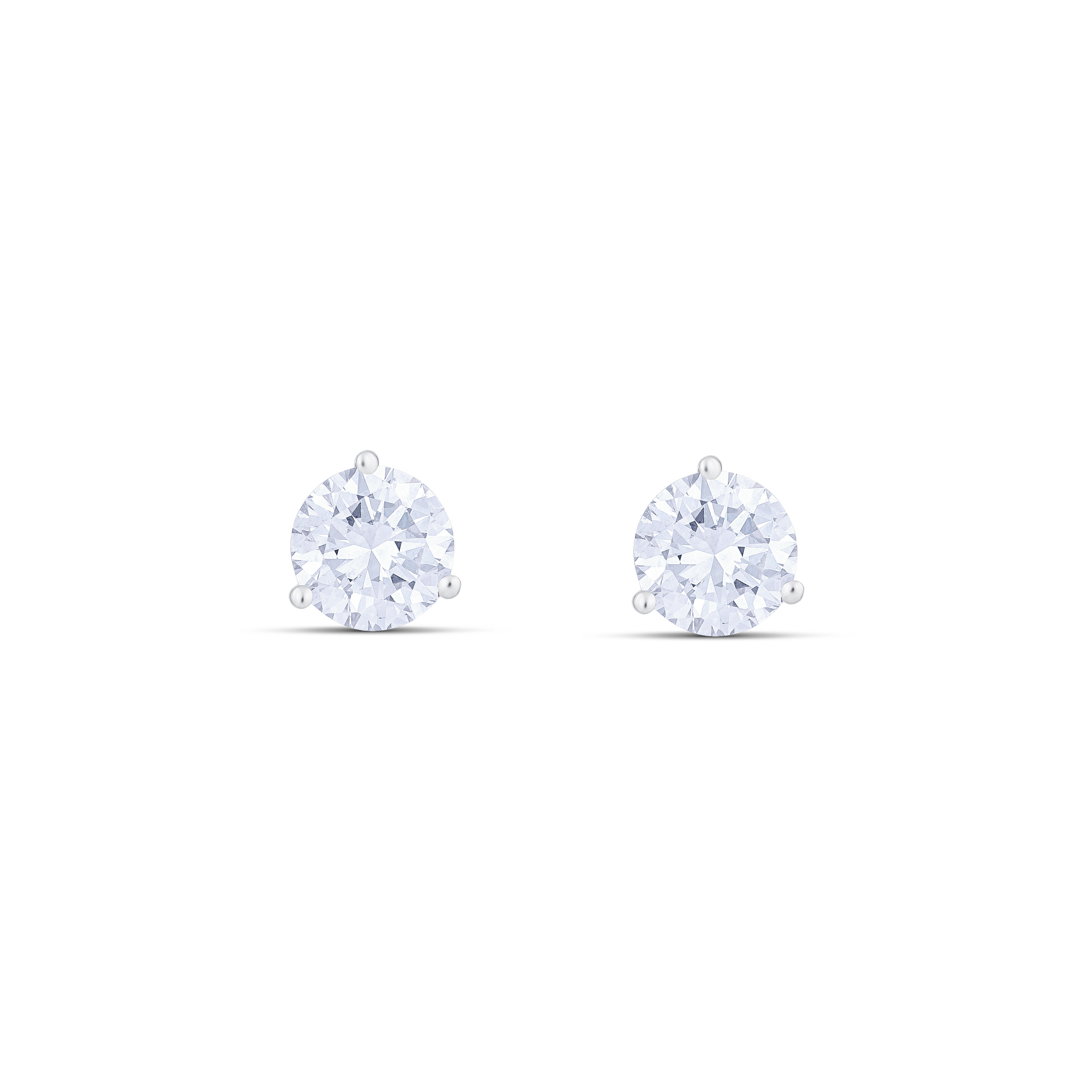 18K White Gold Round Diamond Stud Earrings