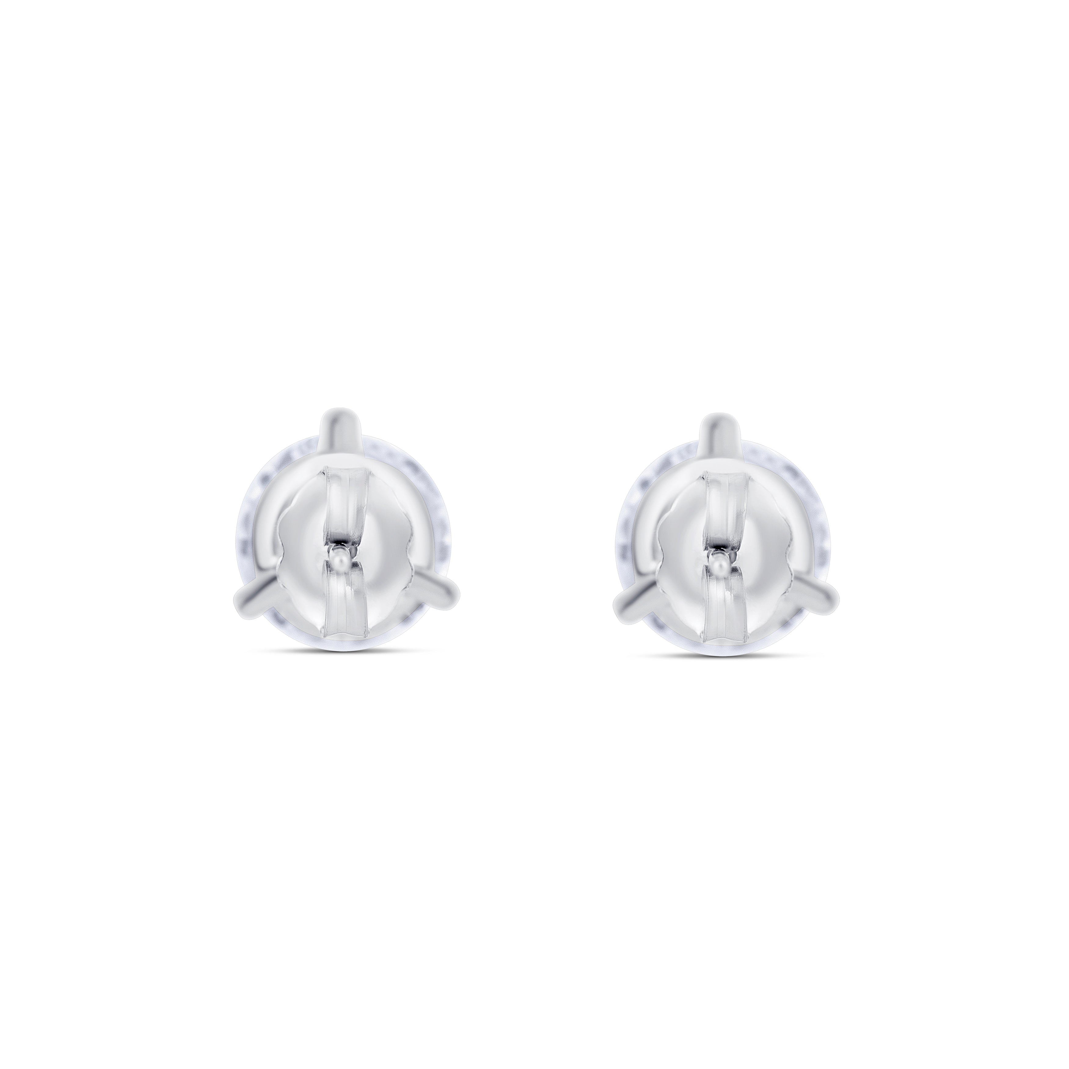 18K White Gold Round Diamond Stud Earrings