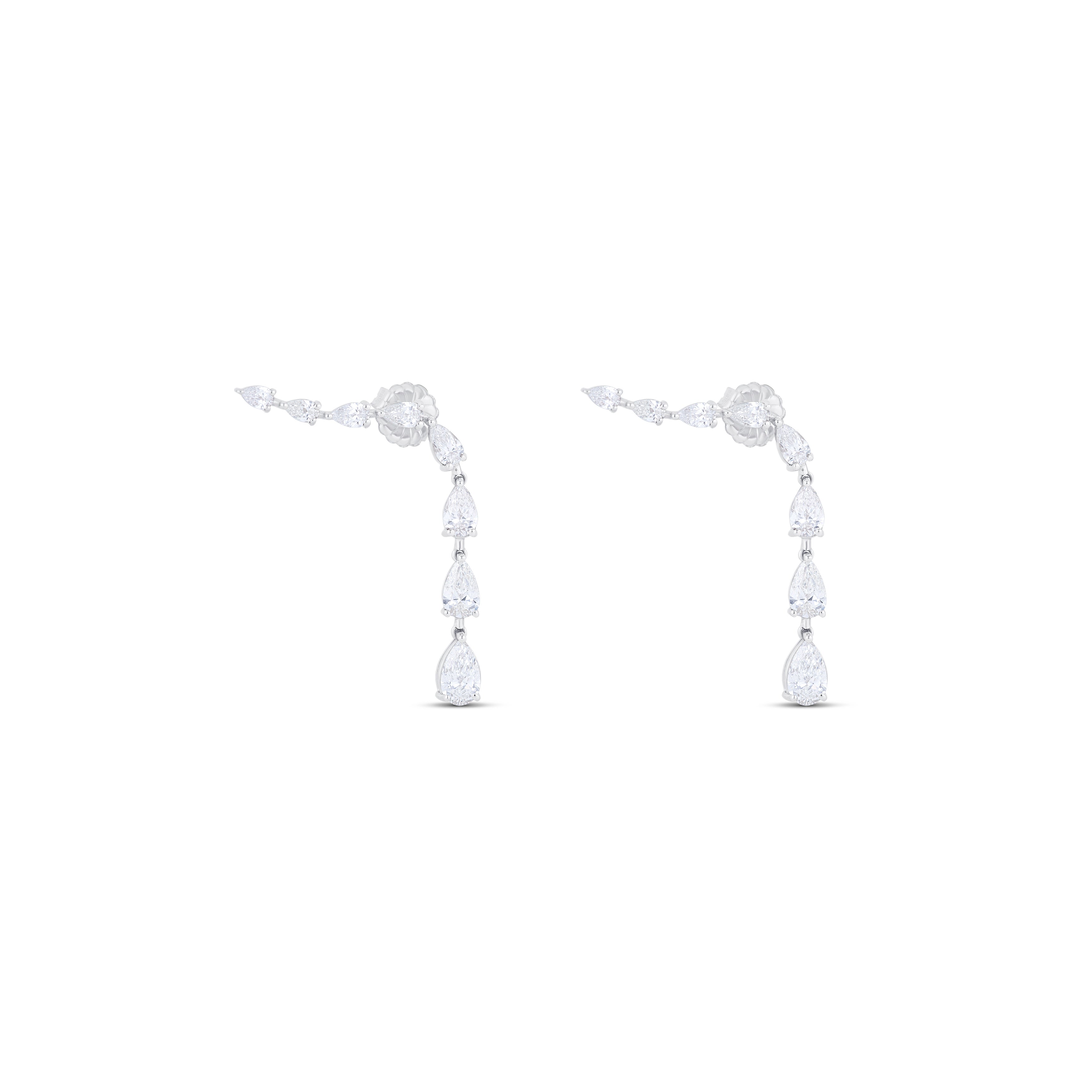 18K White Gold Graduated Diamond Drop Earrings