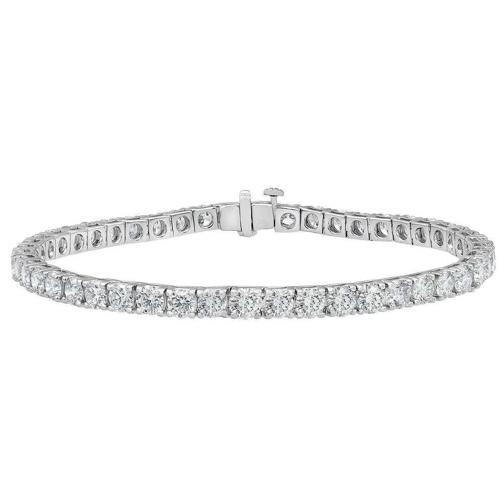 14K White Gold Lab Grown Round Diamond Line Bracelet 12.00ctw