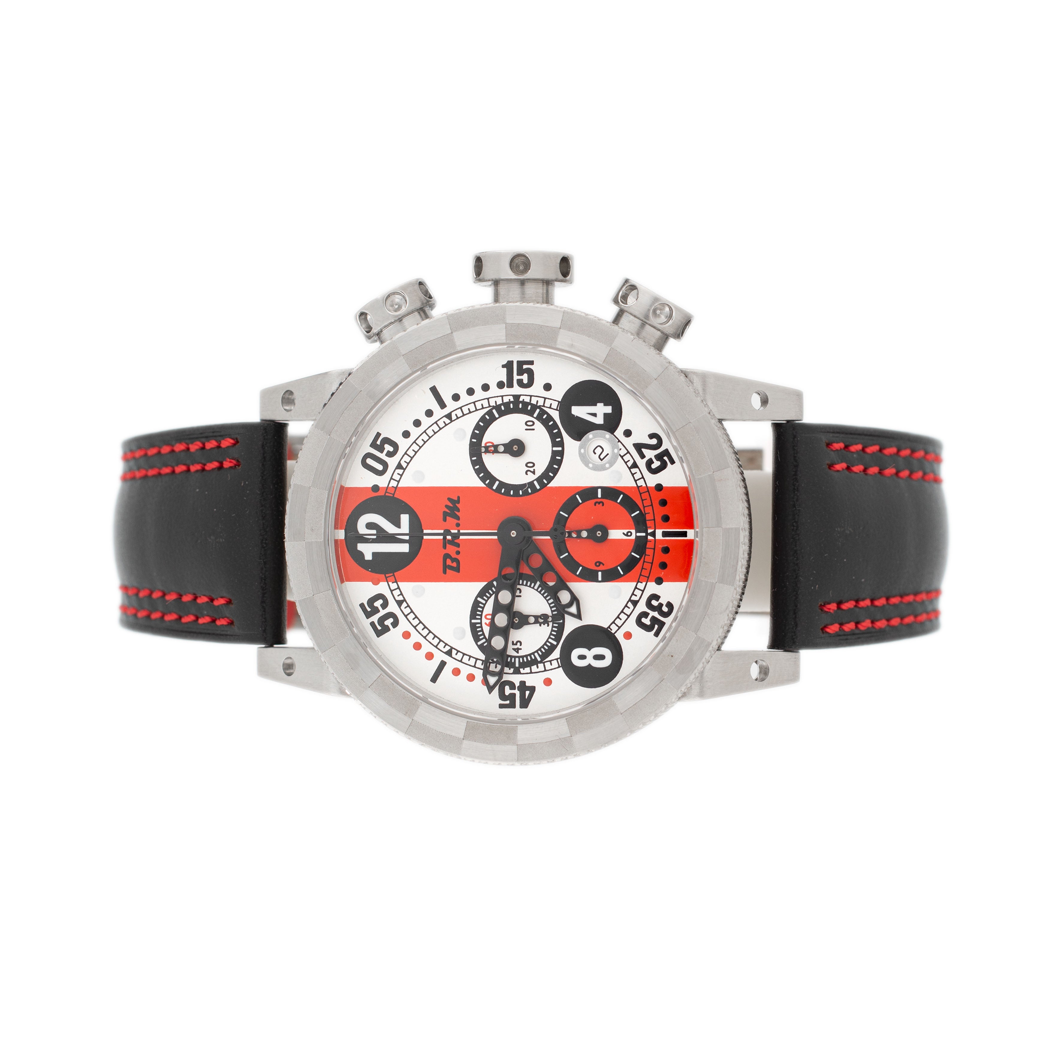 B.R.M Racing Stainless Steel Silver Dial 44mm V12-44 Full Set