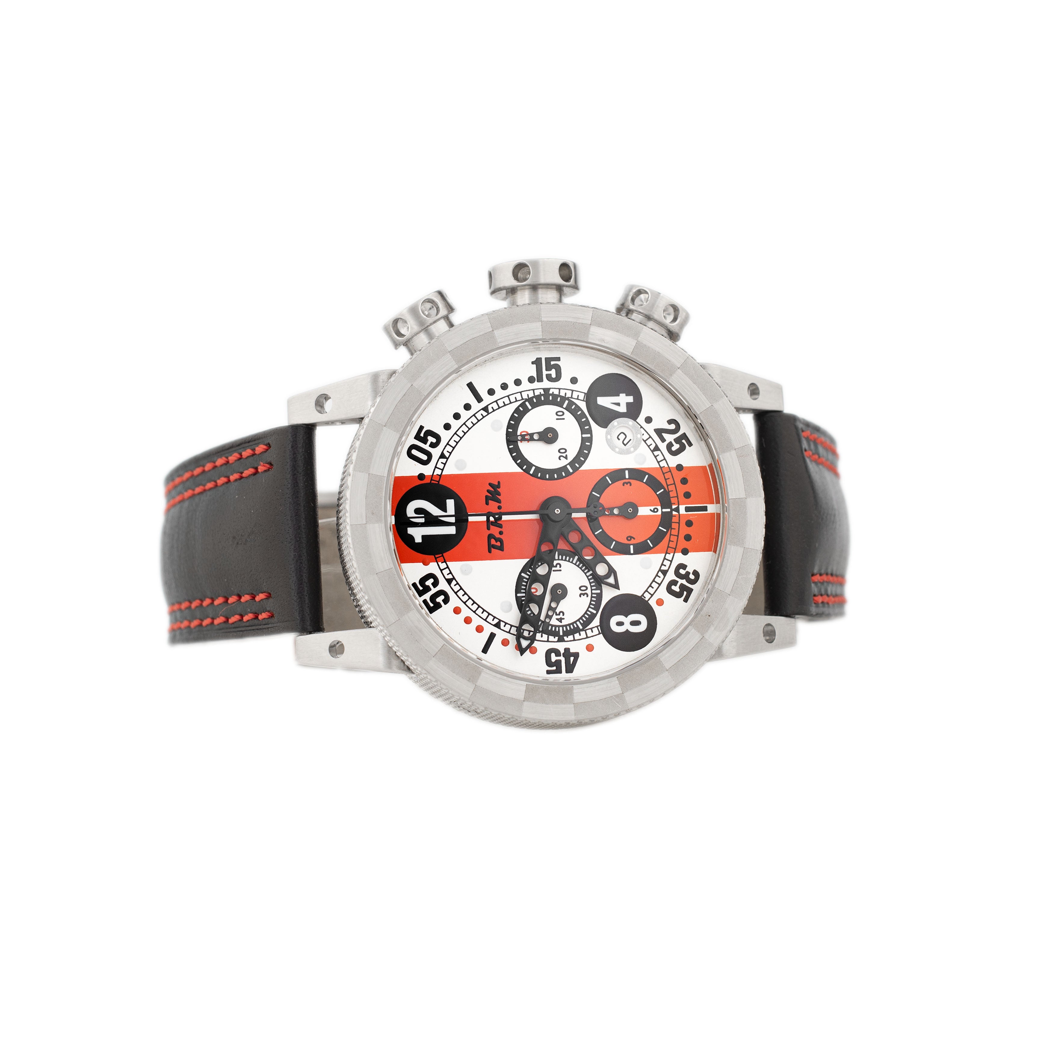 B.R.M Racing Stainless Steel Silver Dial 44mm V12-44 Full Set