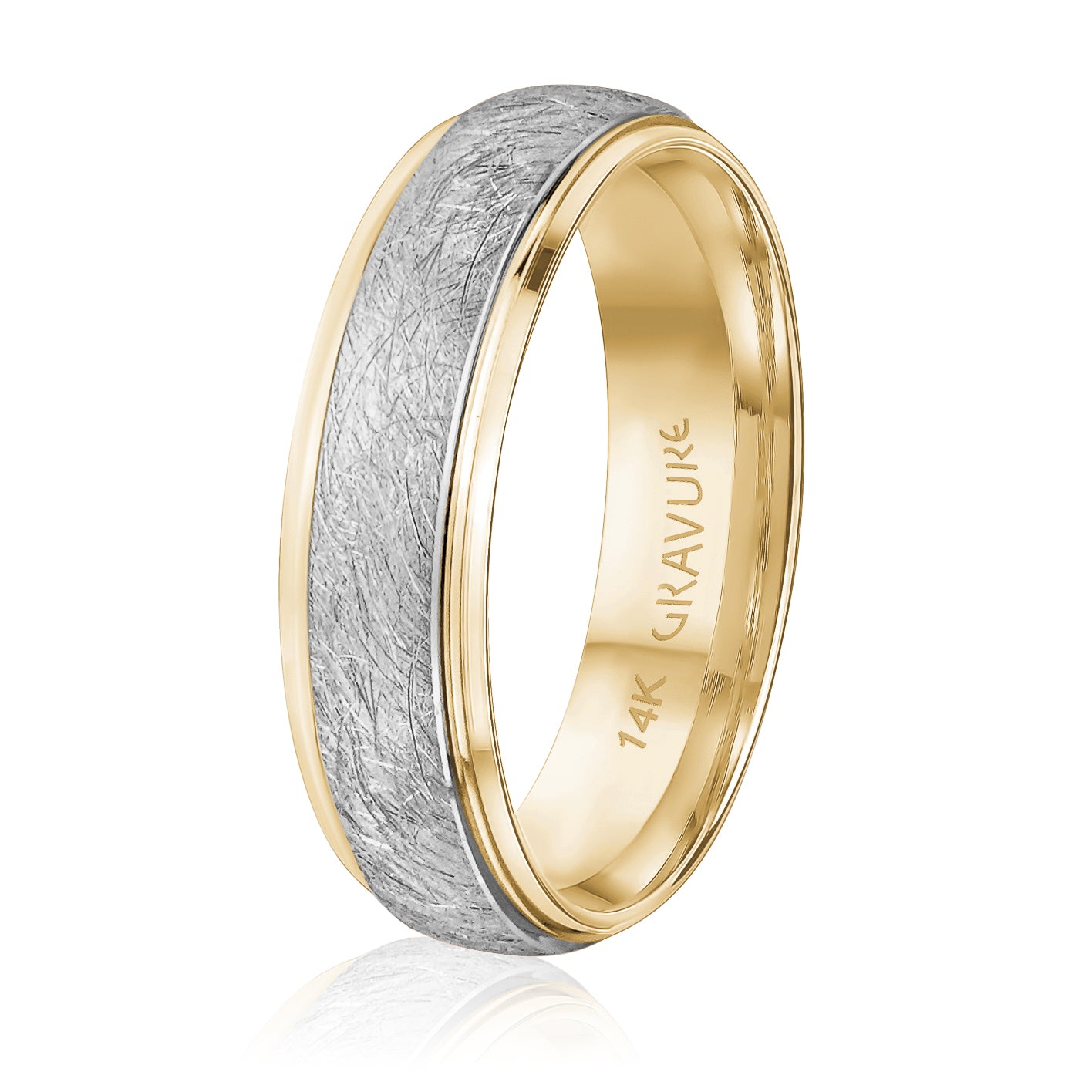 14K White Gold 14K Yellow Gold Gold Plated Wedding Band 6.0mm