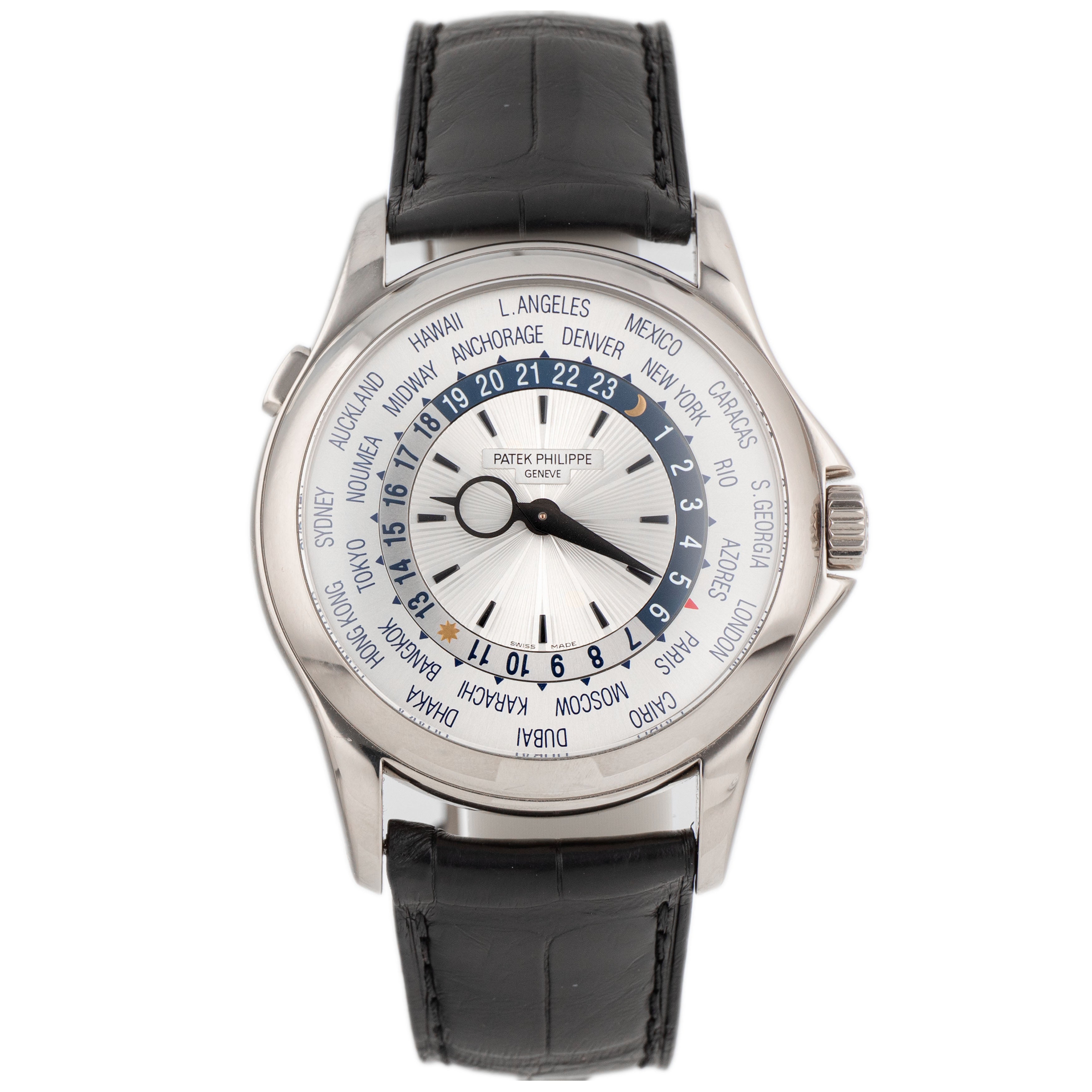 Patek Philippe Complications World Time White Gold Silver Dial 39.5mm 5130G-001