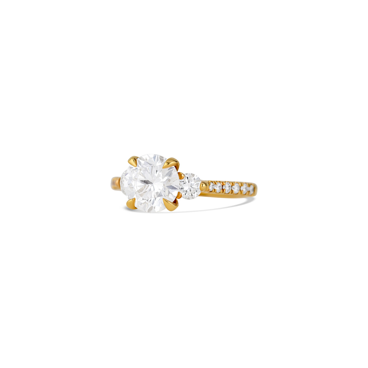 18K Yellow Gold Lab Grown Round Diamond Engagement Ring 2.01 ct