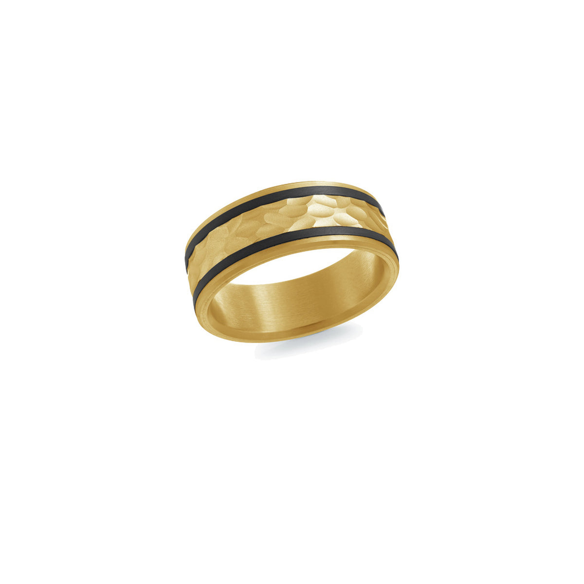 Carbon Fiber 14K Yellow Gold Gold Plated Wedding Band 8.0mm