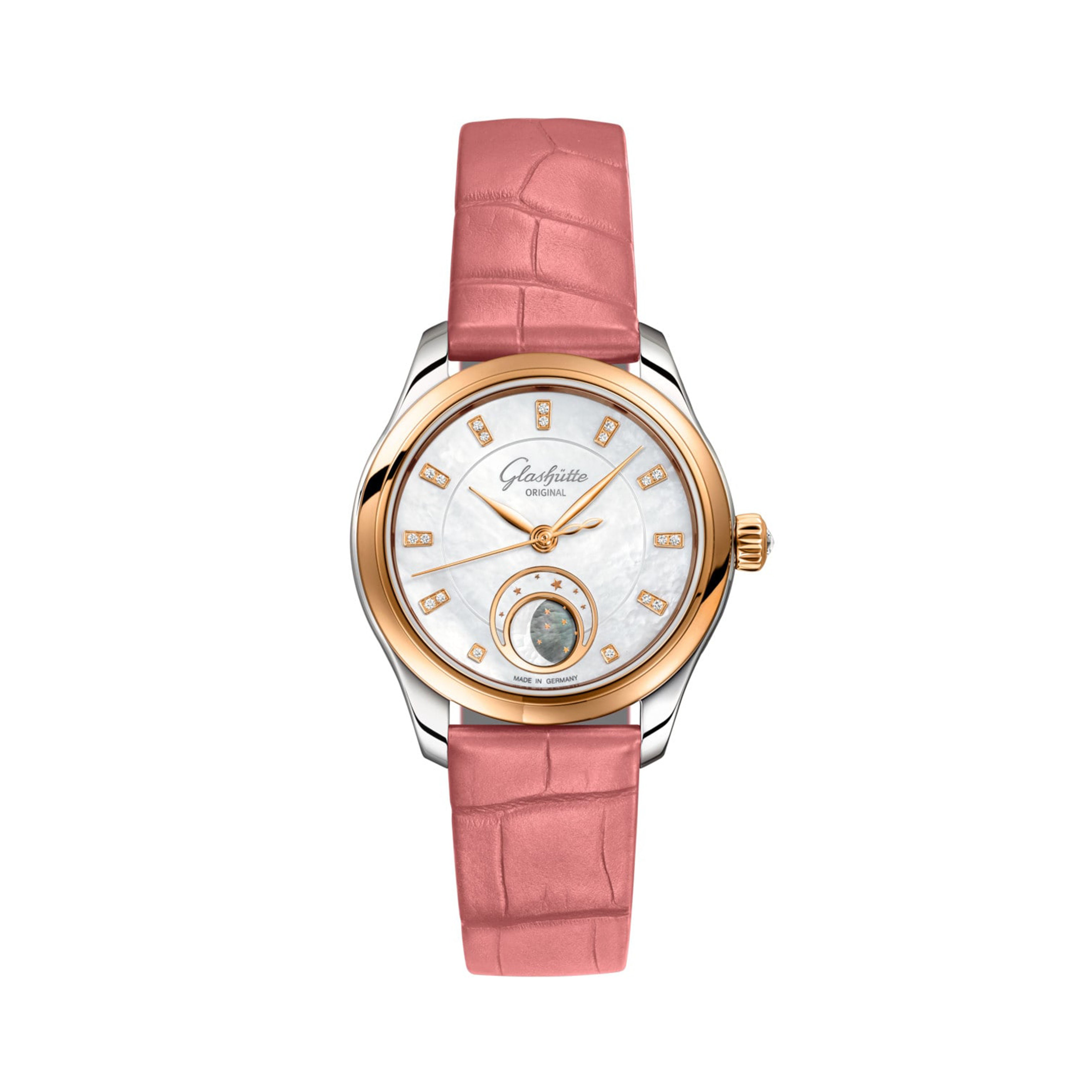 Glashutte Original Ladies Serenade Luna Watch, 32.5mm Mother of Pearl Dial, 1-35-14-01-06-04
