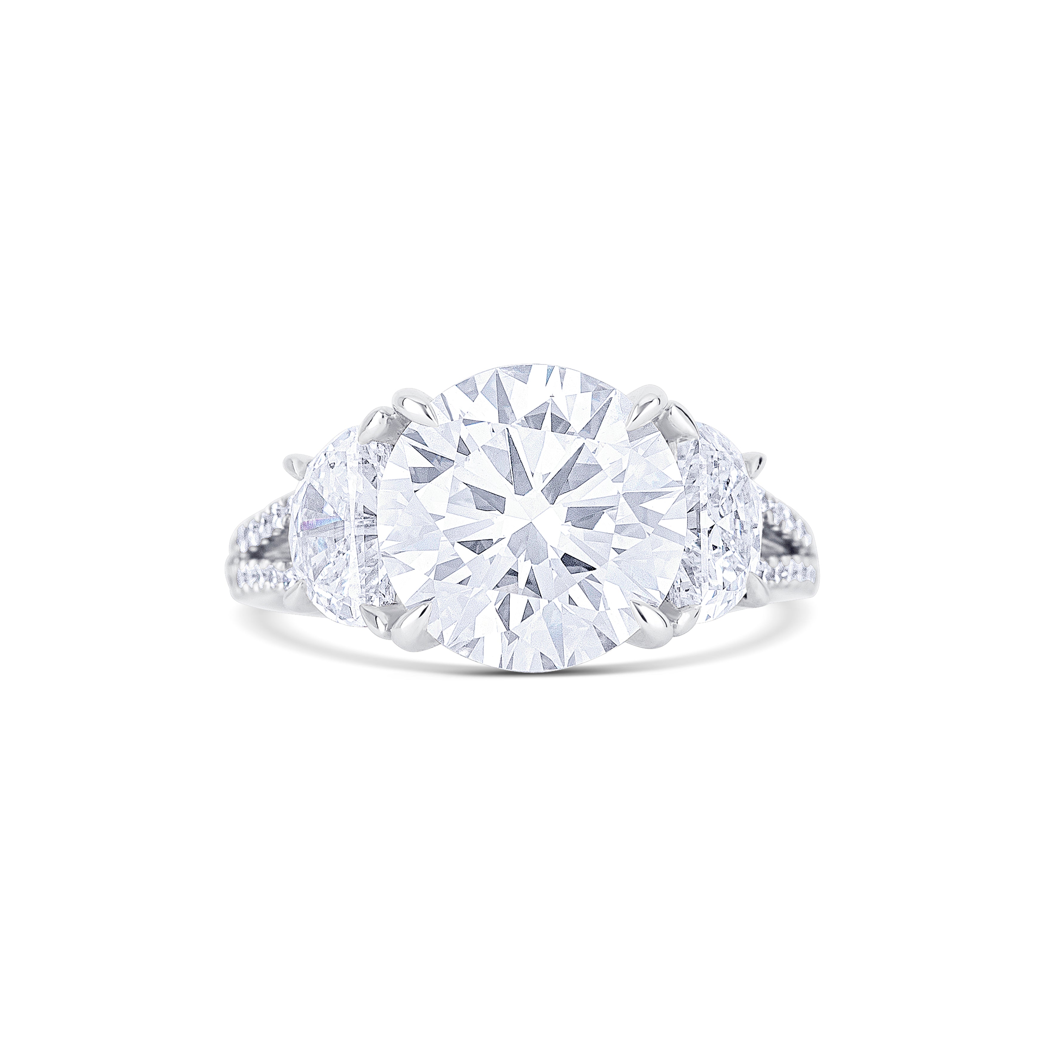 18K White Gold Round Lab-Grown Diamond Engagement Ring