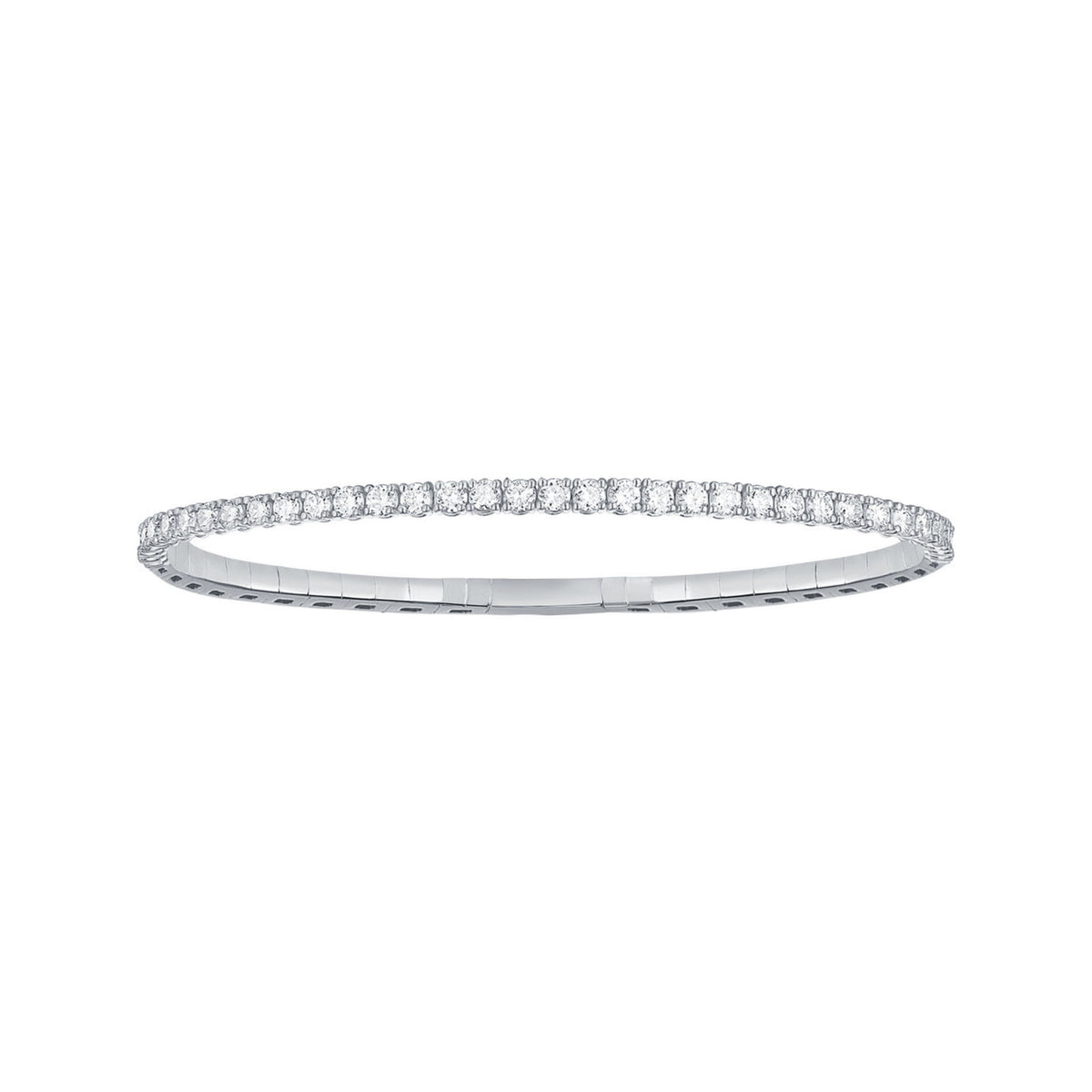 14K Yellow Gold Round Diamond Half Line Flexible Bangle 1.42CTW