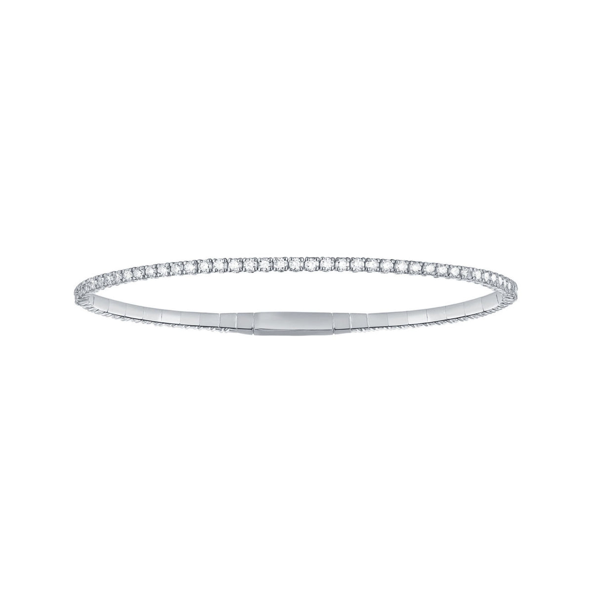 14K Yellow Gold Round Diamond Flexible Bangle 3.63CTW