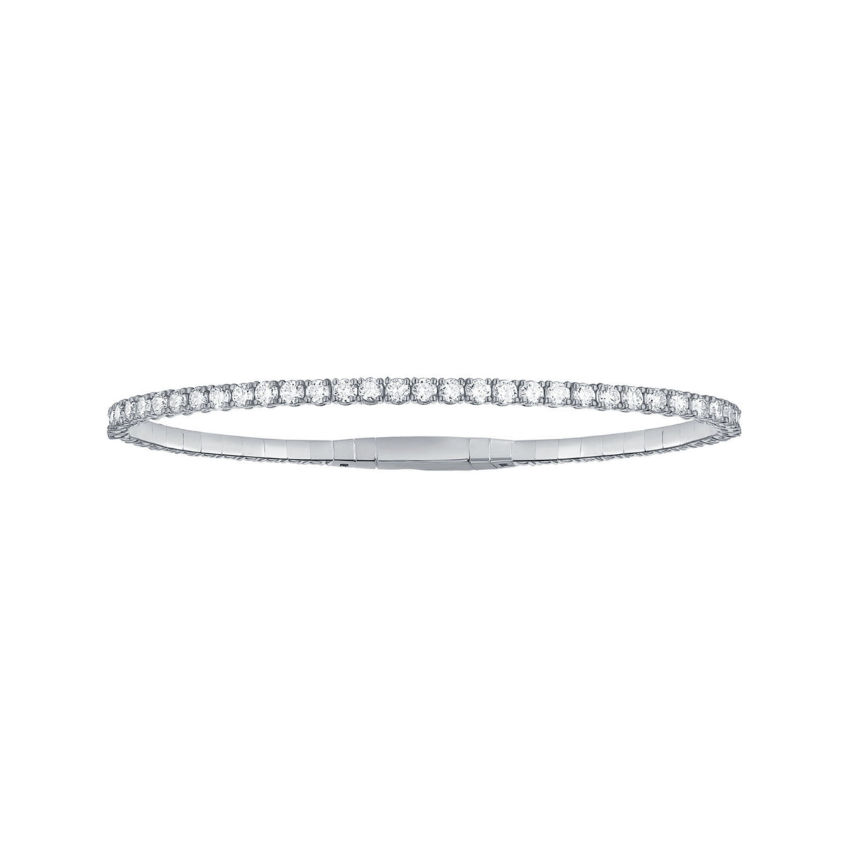 14K White Gold Round Diamond Eternity Flexible Bangle 1.73CTW