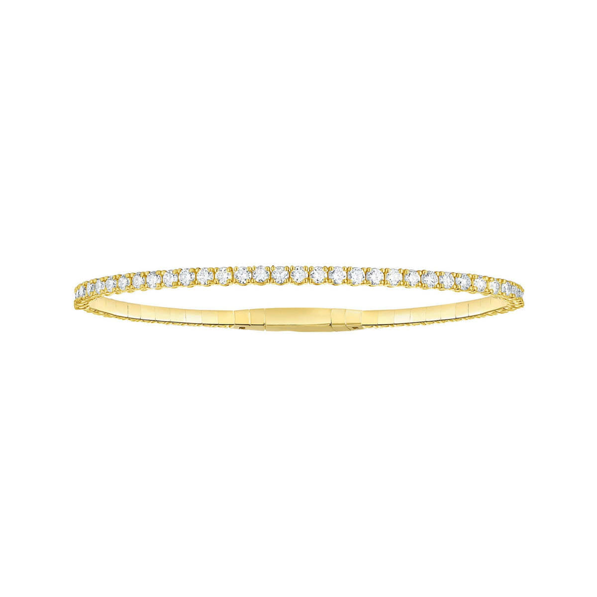 14K White Gold Round Diamond Eternity Flexible Bangle 2.95CTW