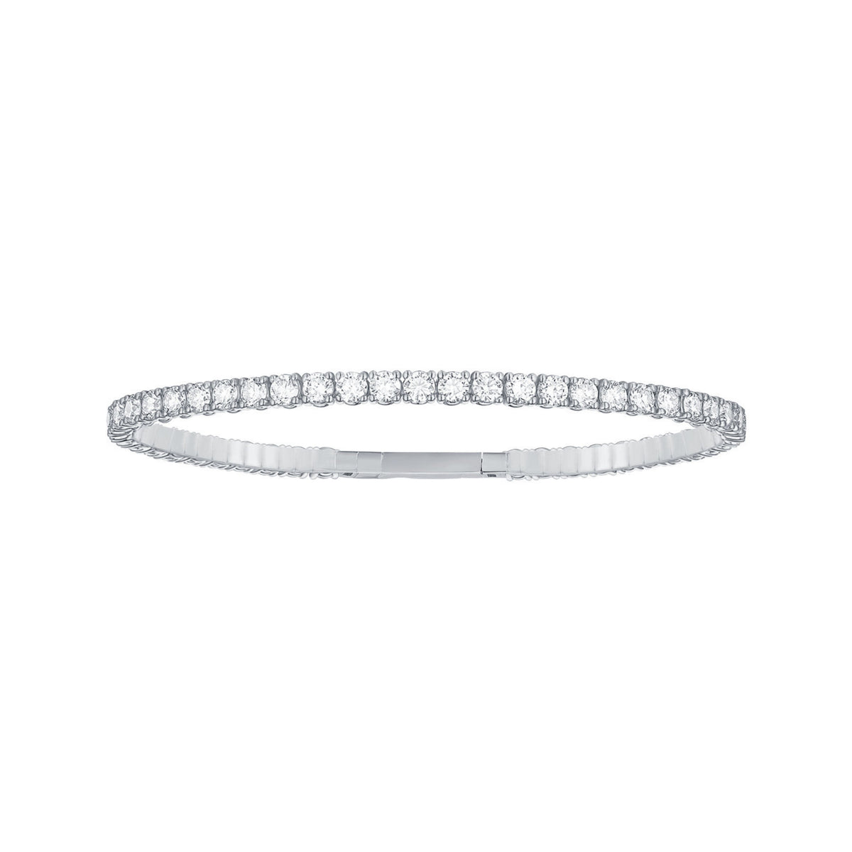 14K Yellow Gold Round Diamond Eternity Flexible Bangle 2.95CTW