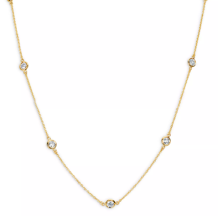 14K White Gold Round Diamond By The Yard Necklace 1.25CTW
