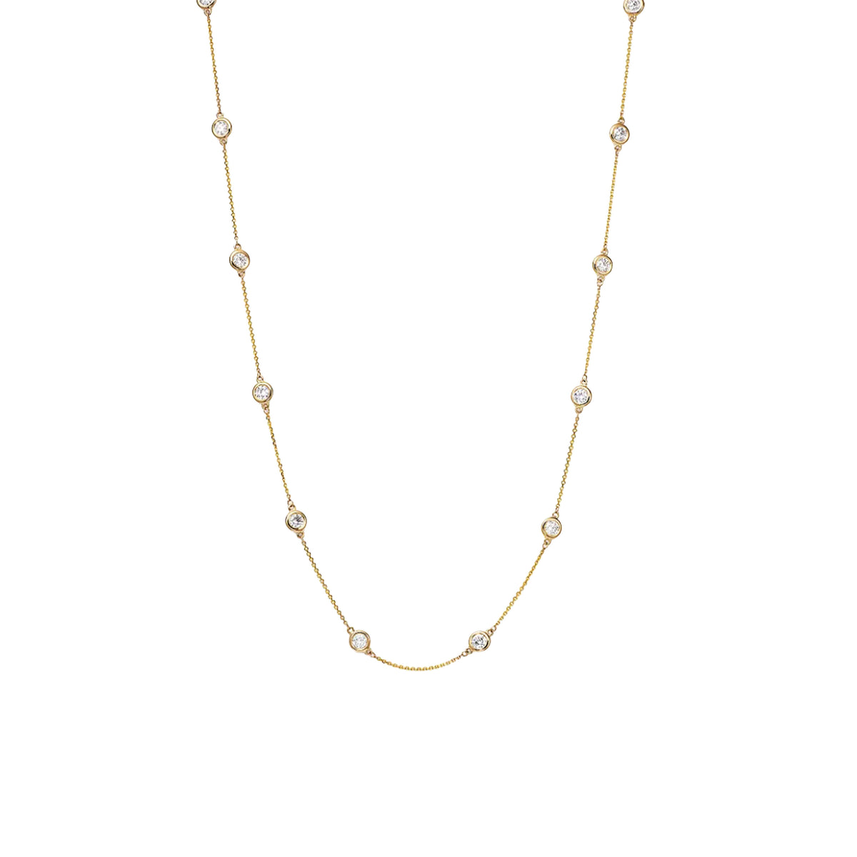 14K Yellow Gold Diamond By The Yard Necklace 2.55cttw