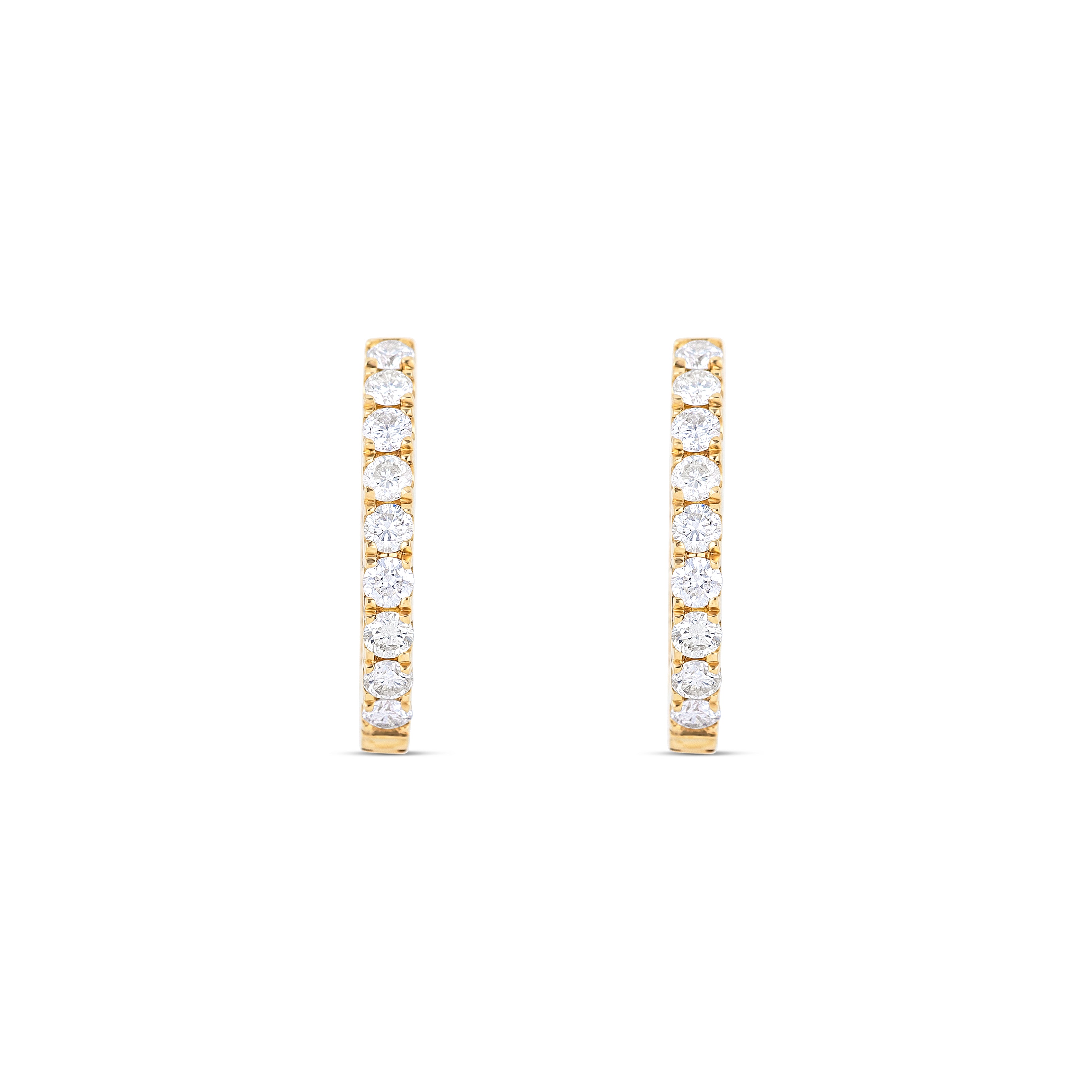 14K Yellow Gold Inside-Out Round Diamond Huggie Earrings