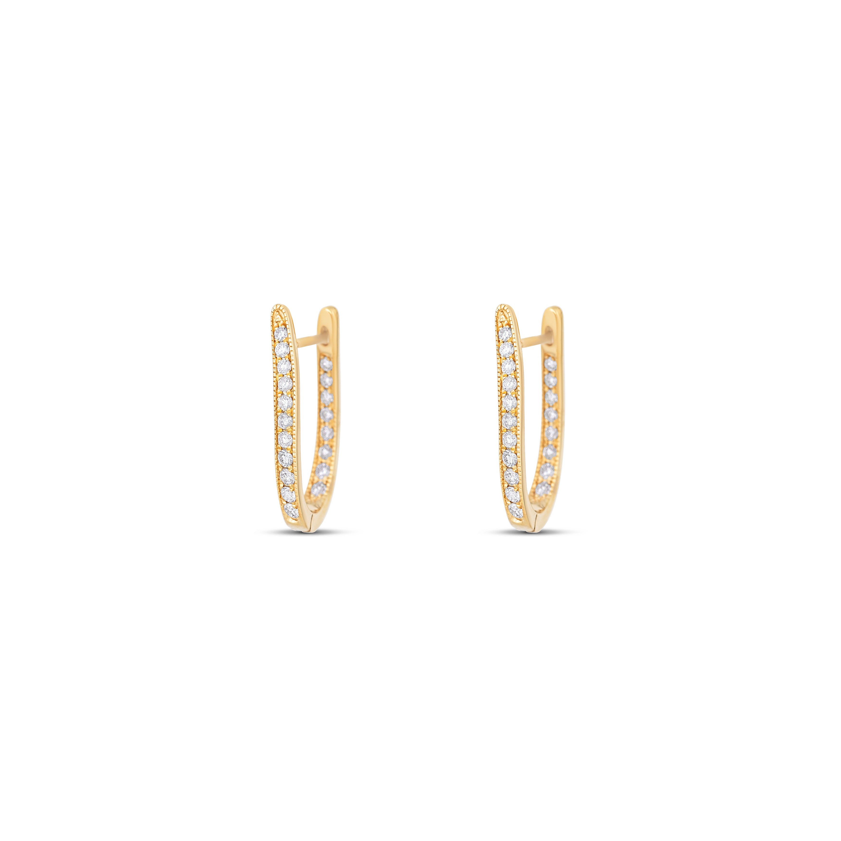 14K Yellow Gold Inside-Out Round Diamond Hoop Earrings