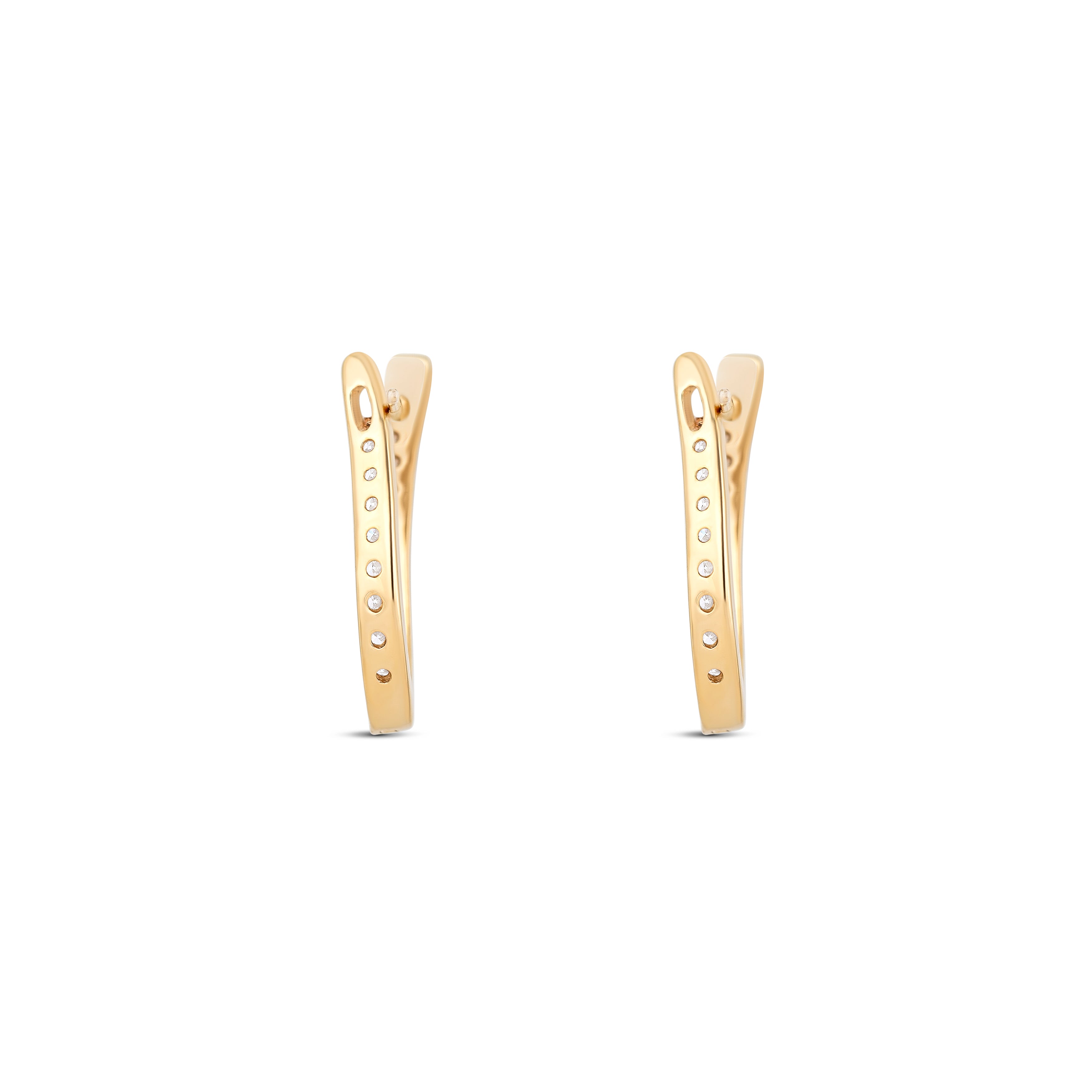 14K Yellow Gold Inside-Out Round Diamond Hoop Earrings