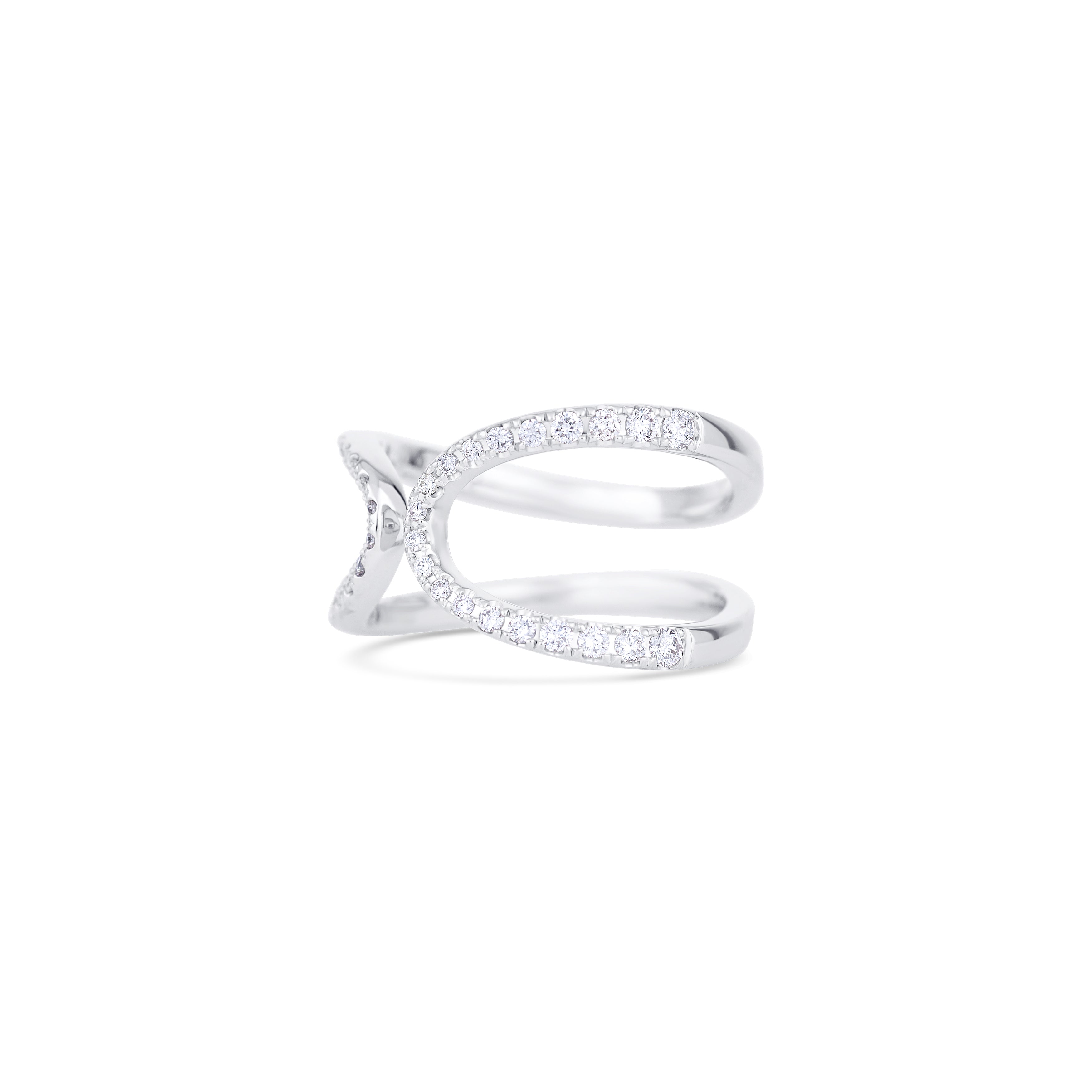 14K White Gold Round Diamond Loop Ring